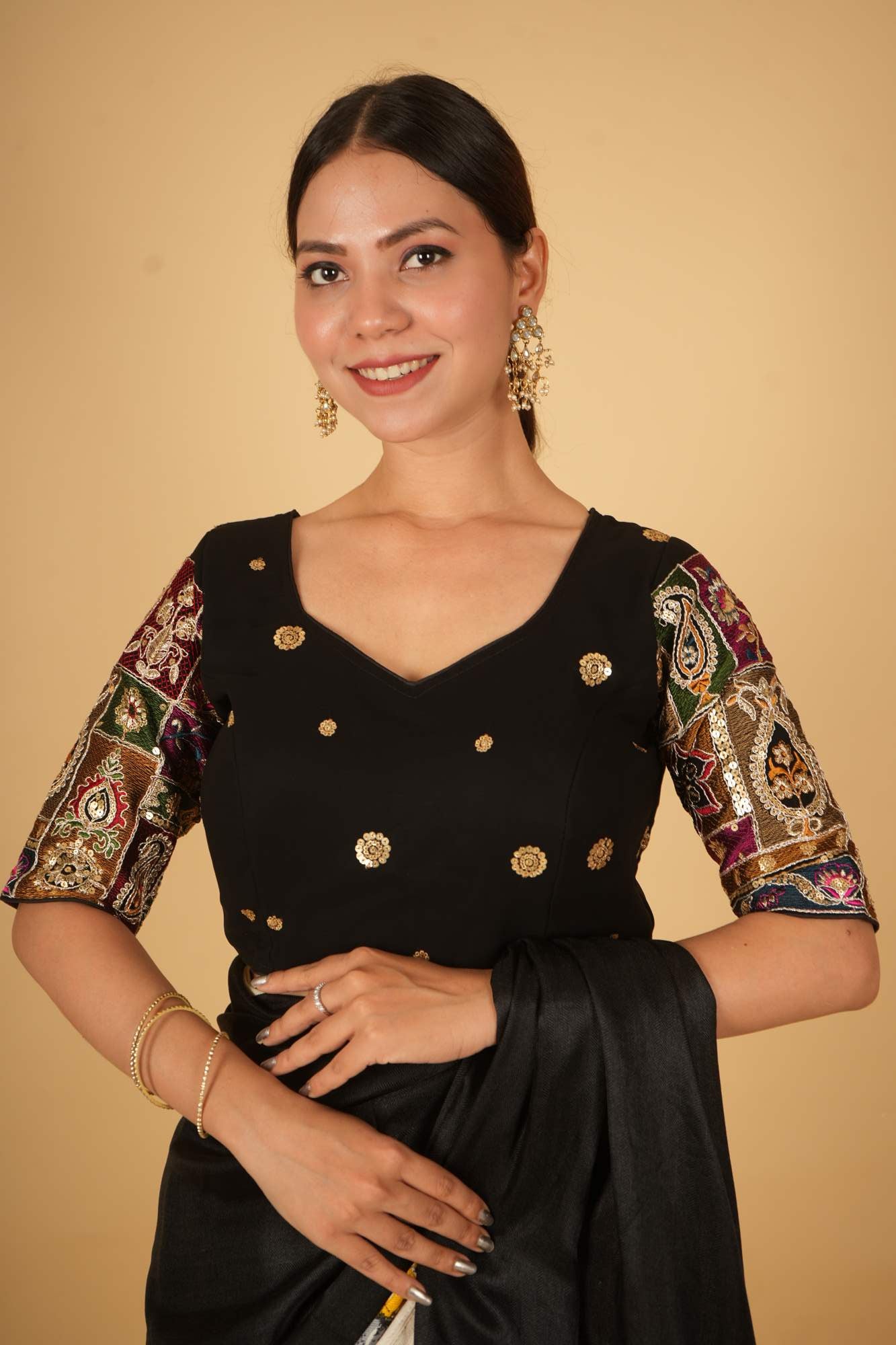 Black Georgette with Handwork Embroidery Ready to Wear Blouse