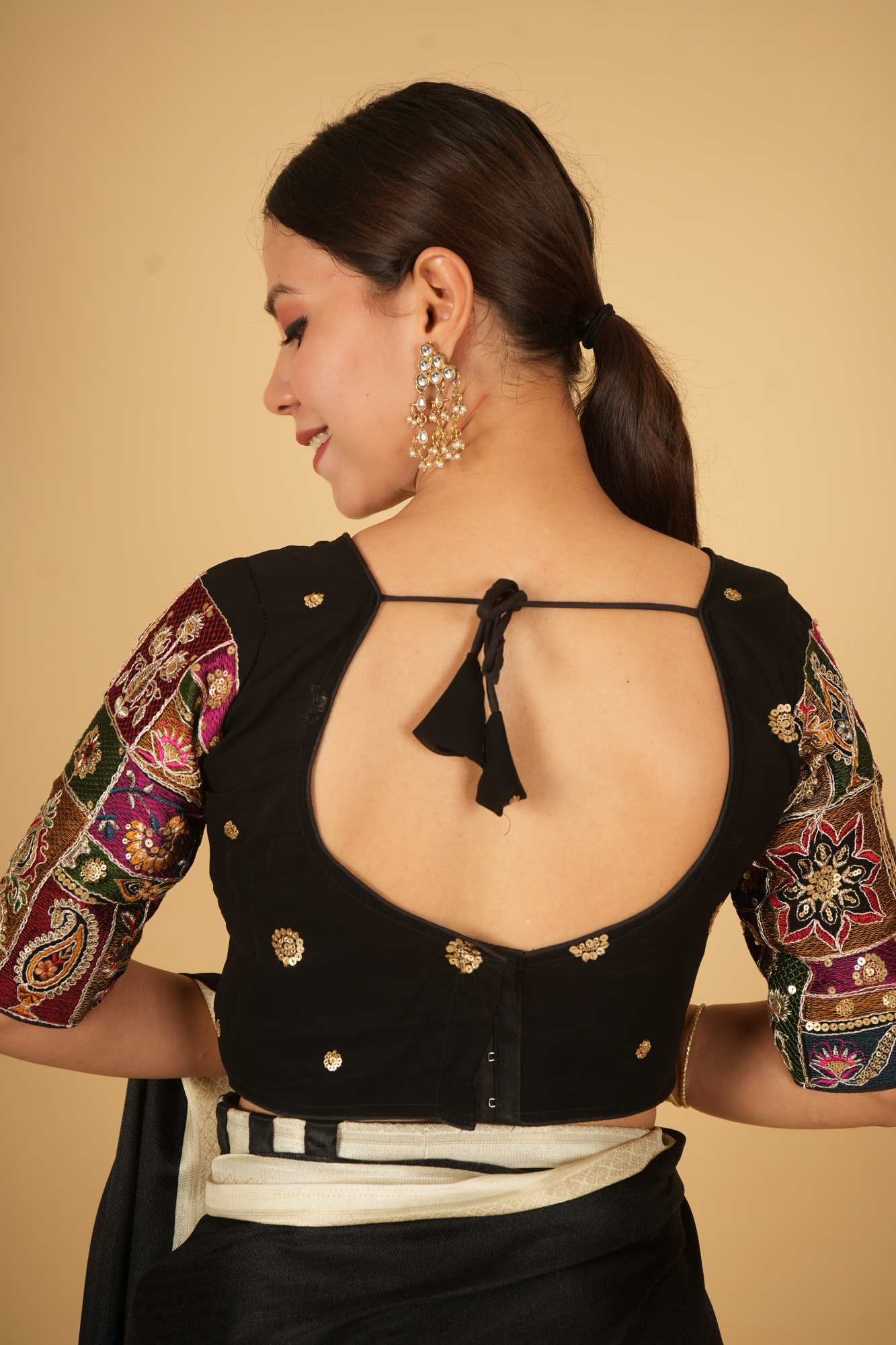Black Georgette with Handwork Embroidery Ready to Wear Blouse