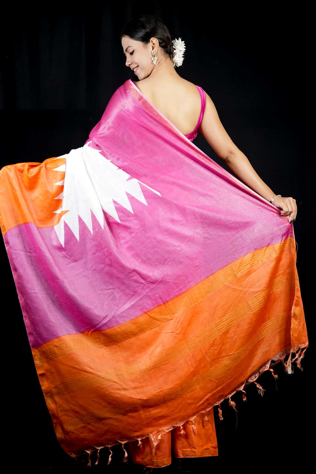 Semi Bapta Ghicha Tussar Silk with Contrast Border Ready To Wear Saree