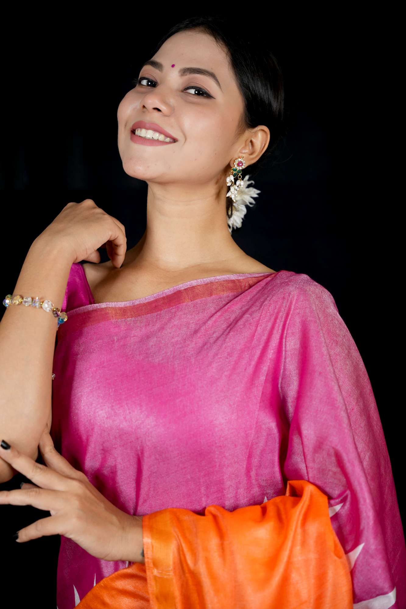 Semi Bapta Ghicha Tussar Silk with Contrast Border Ready To Wear Saree