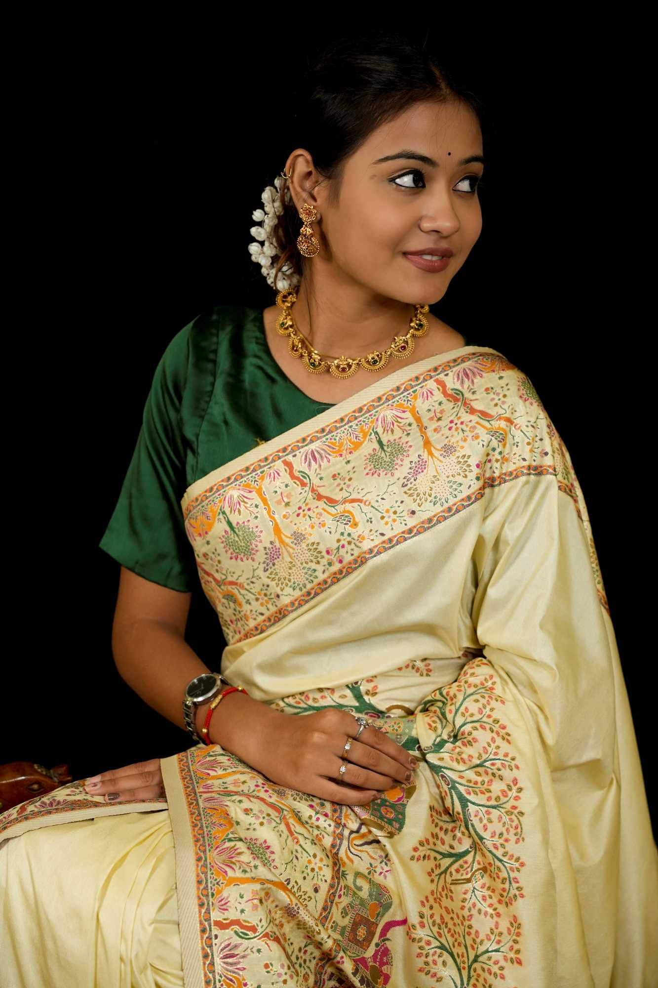 Pashmina Resham weave festive Ready To Wear Saree