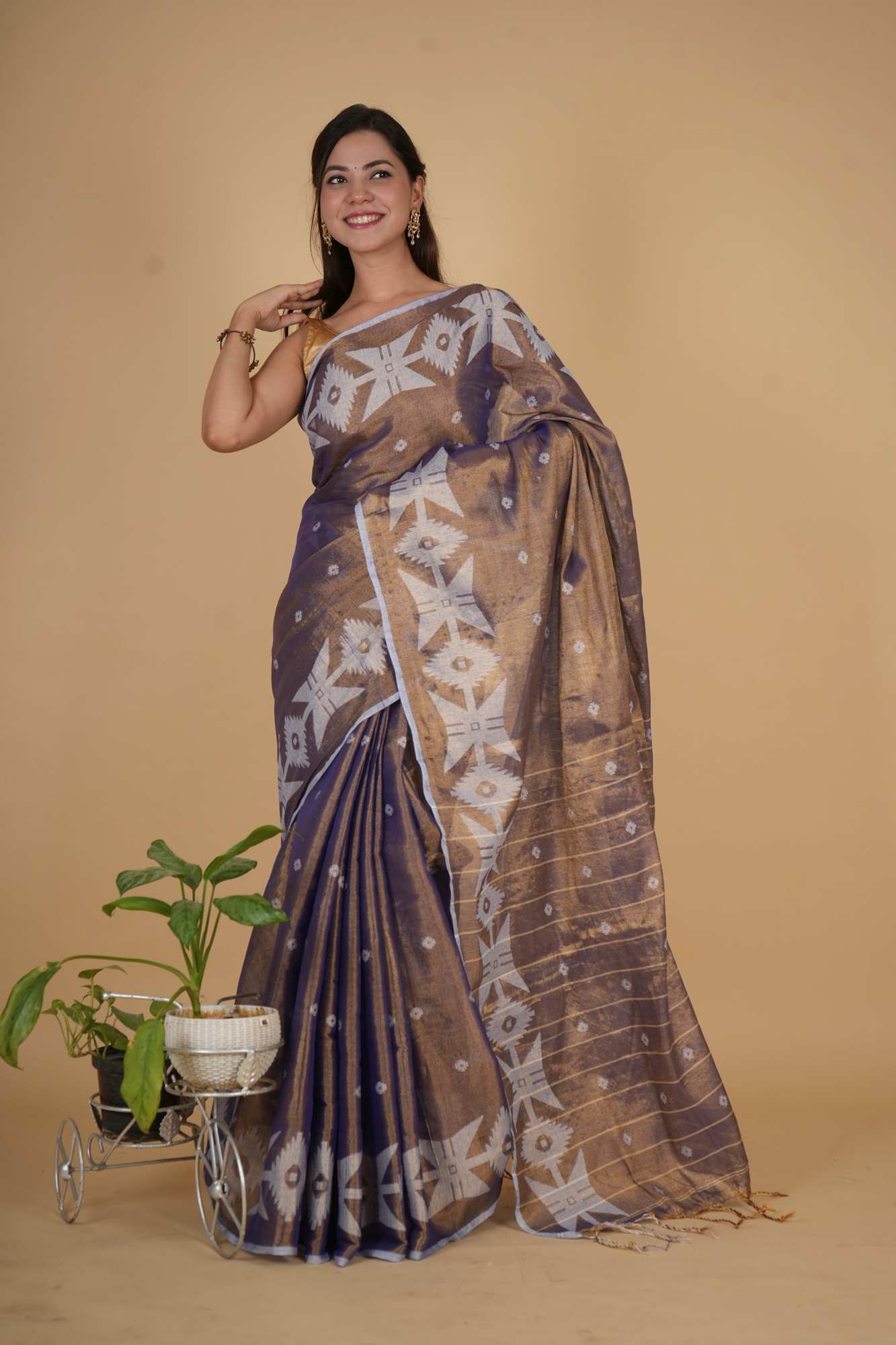 Ready to wear Elegant Traditional Tissue Jamdani with Handloom Weaving Saree