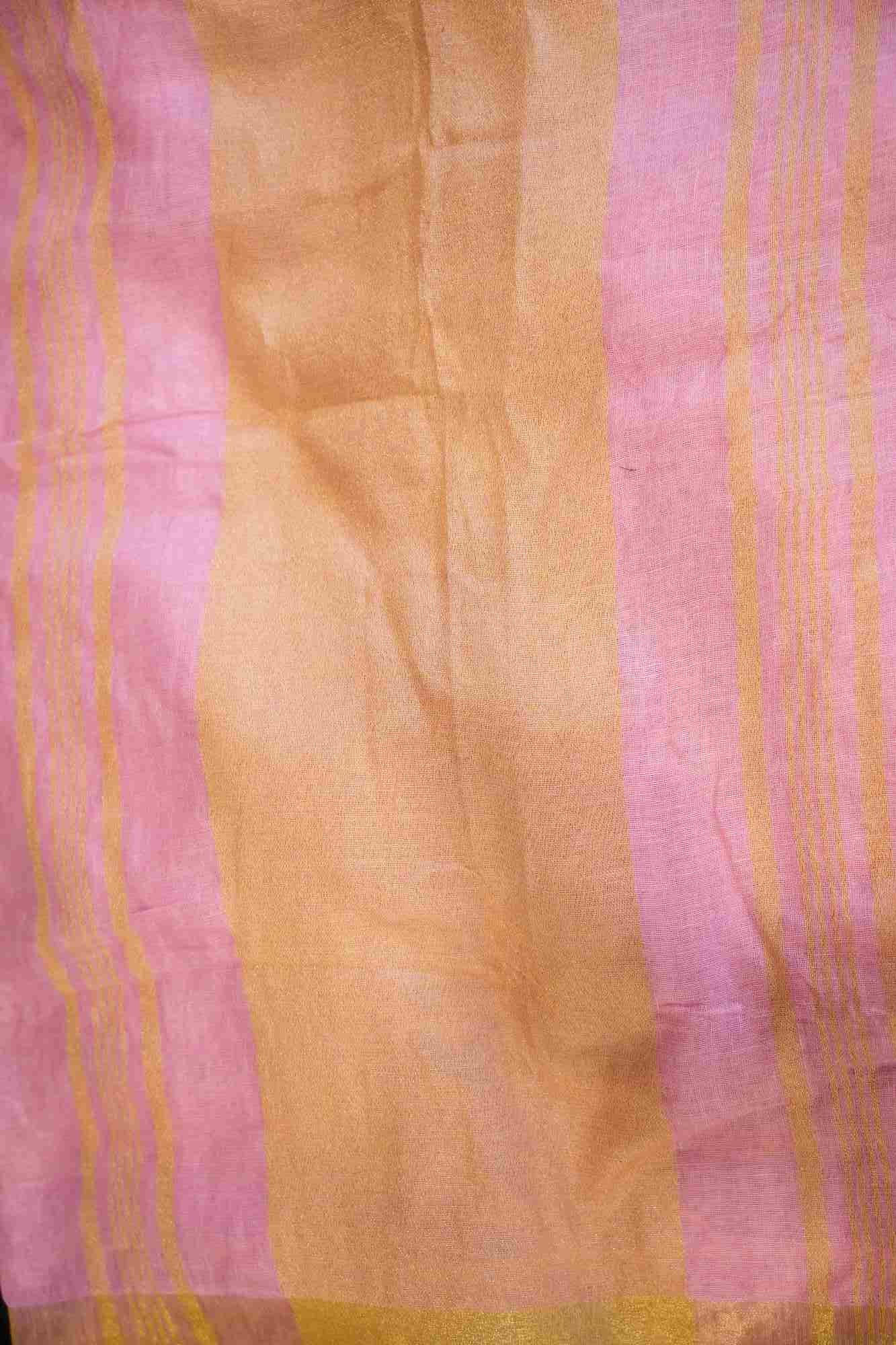 Ready To Wear Devi Shloka Embroidered Saree In Lilac pure linen by linen