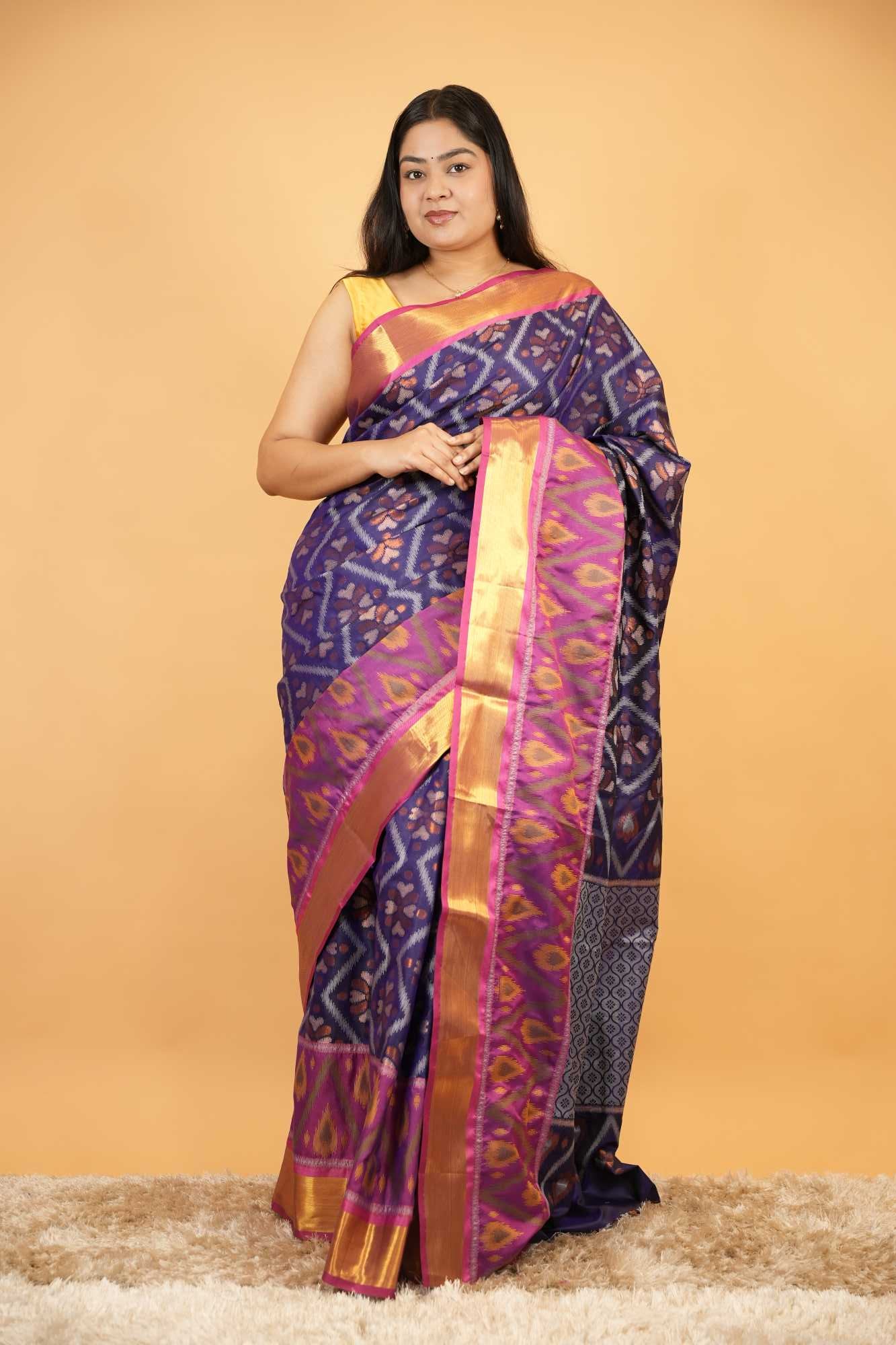 Patolla Cotton with Golden Broder Ready To Wear Saree