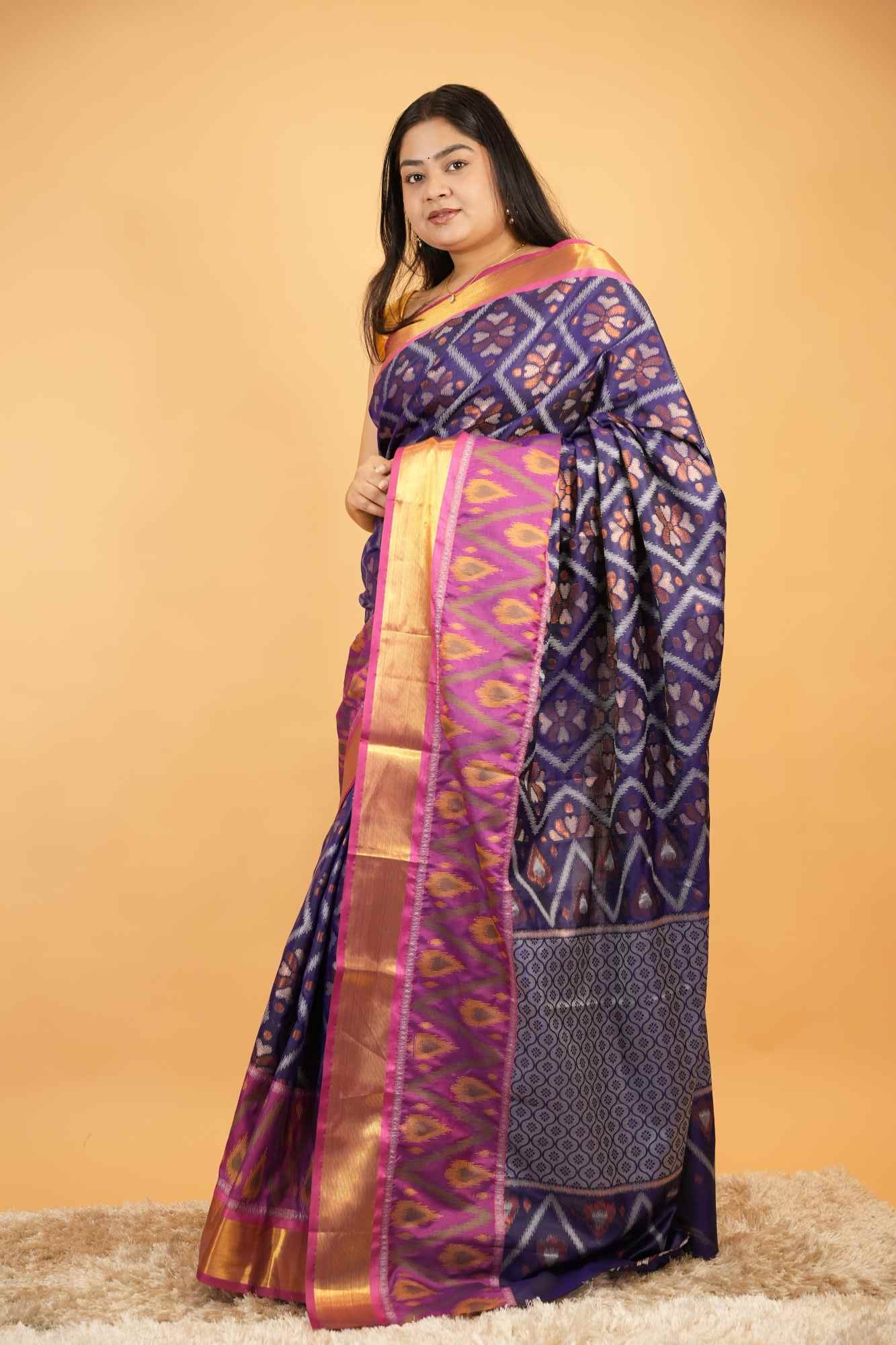 Patolla Cotton with Golden Broder Ready To Wear Saree