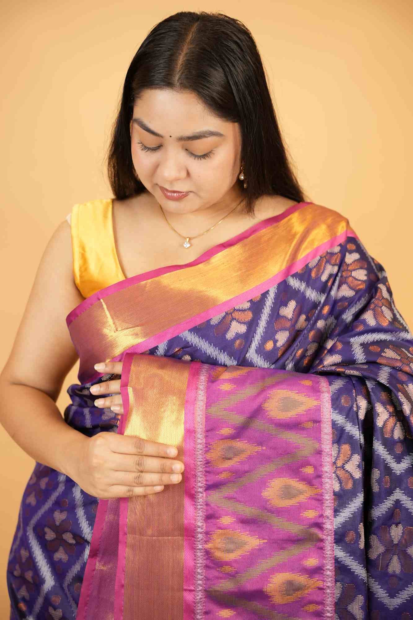 Patolla Cotton with Golden Broder Ready To Wear Saree