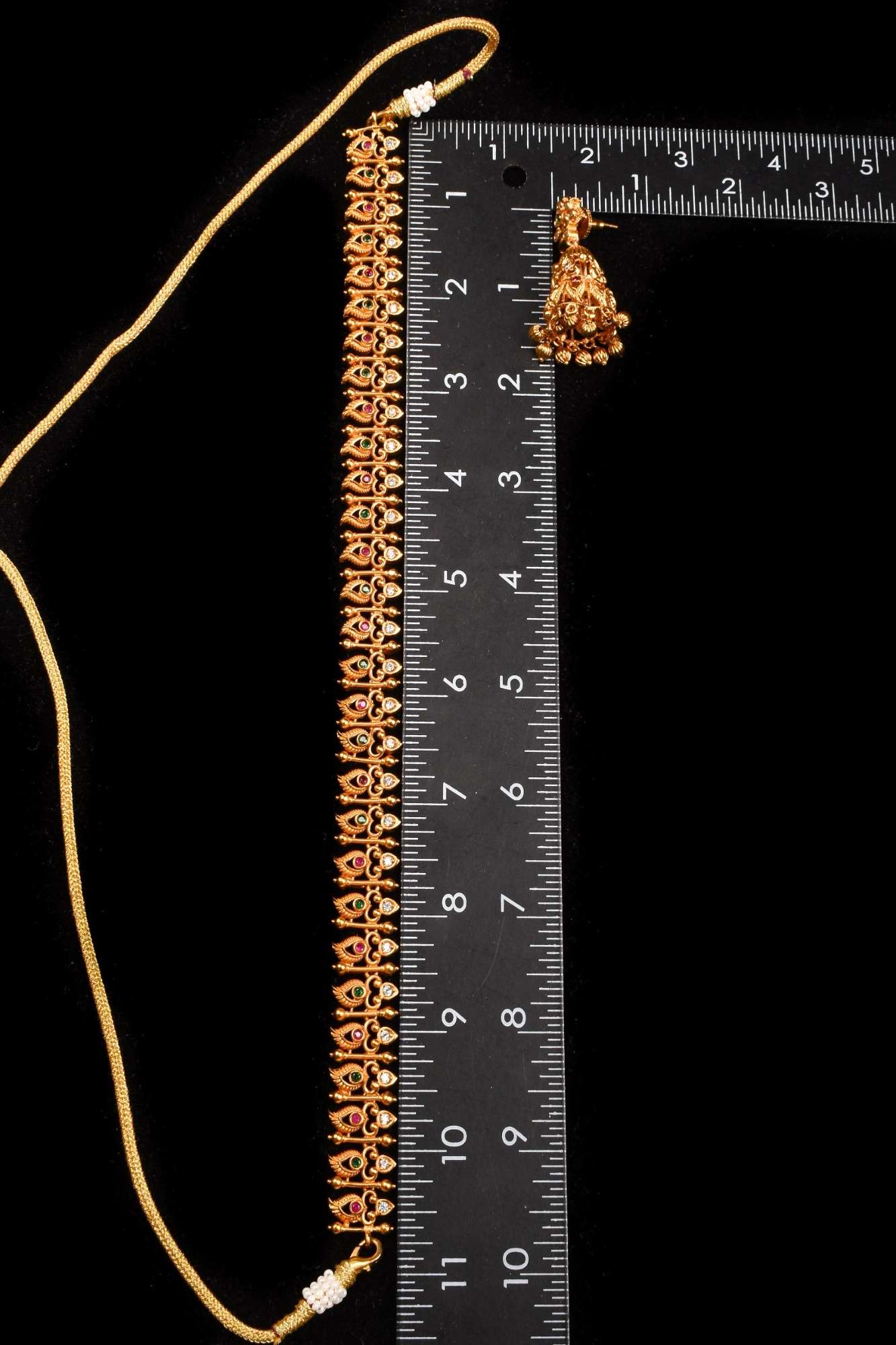 mango units and Stone with Jhumka Earring necklace set