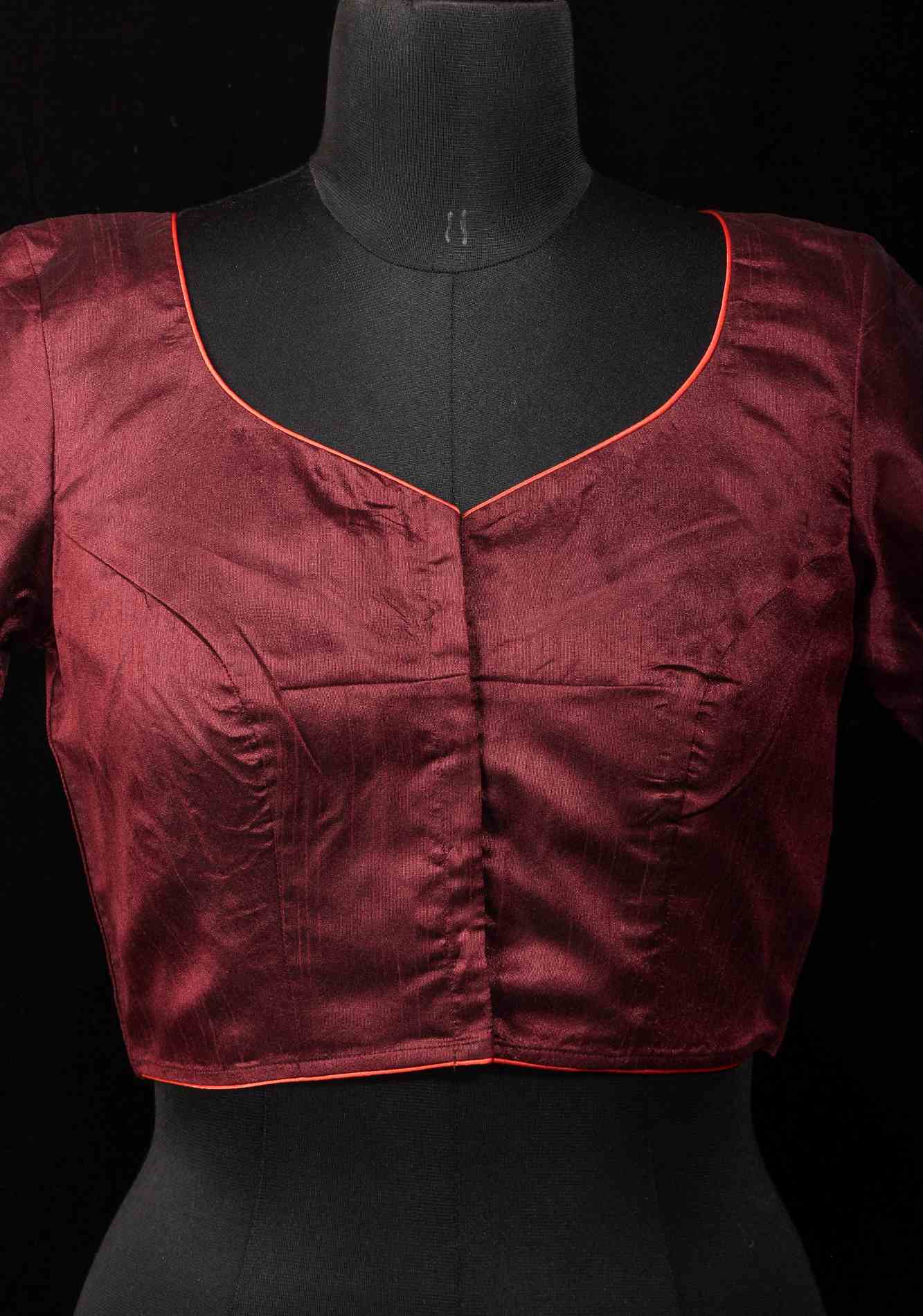 Size 36: Meditating Buddha - Authentic Hand painting on maroon semi silk blouse