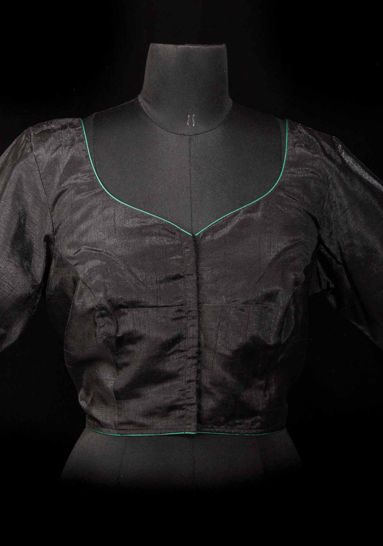 Floral - Authentic Hand painting on Black semi silk blouse