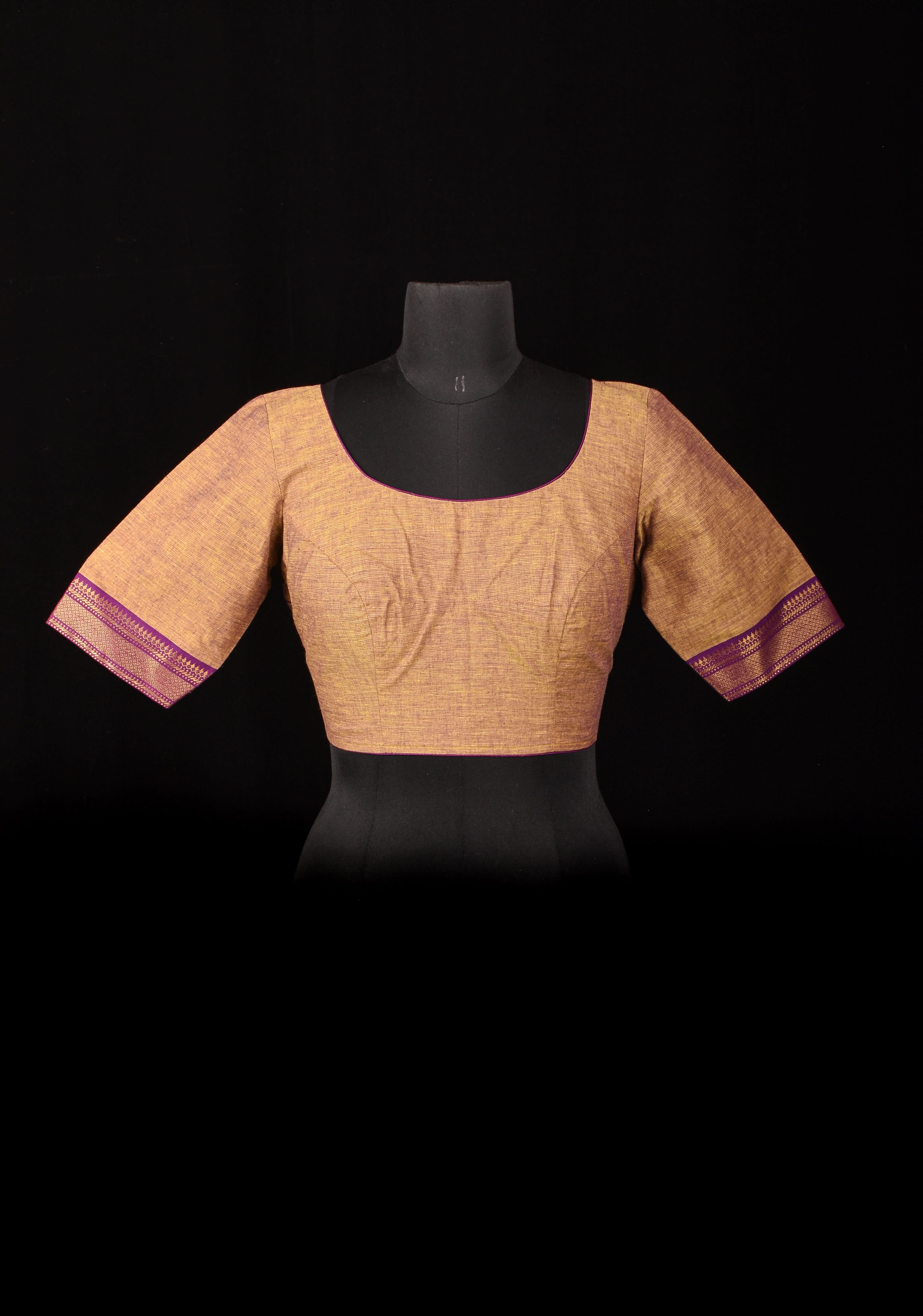 Size 38: Methi Dual Tone Mangalagiri Cotton Blouse with Zari detailing | Shobitam