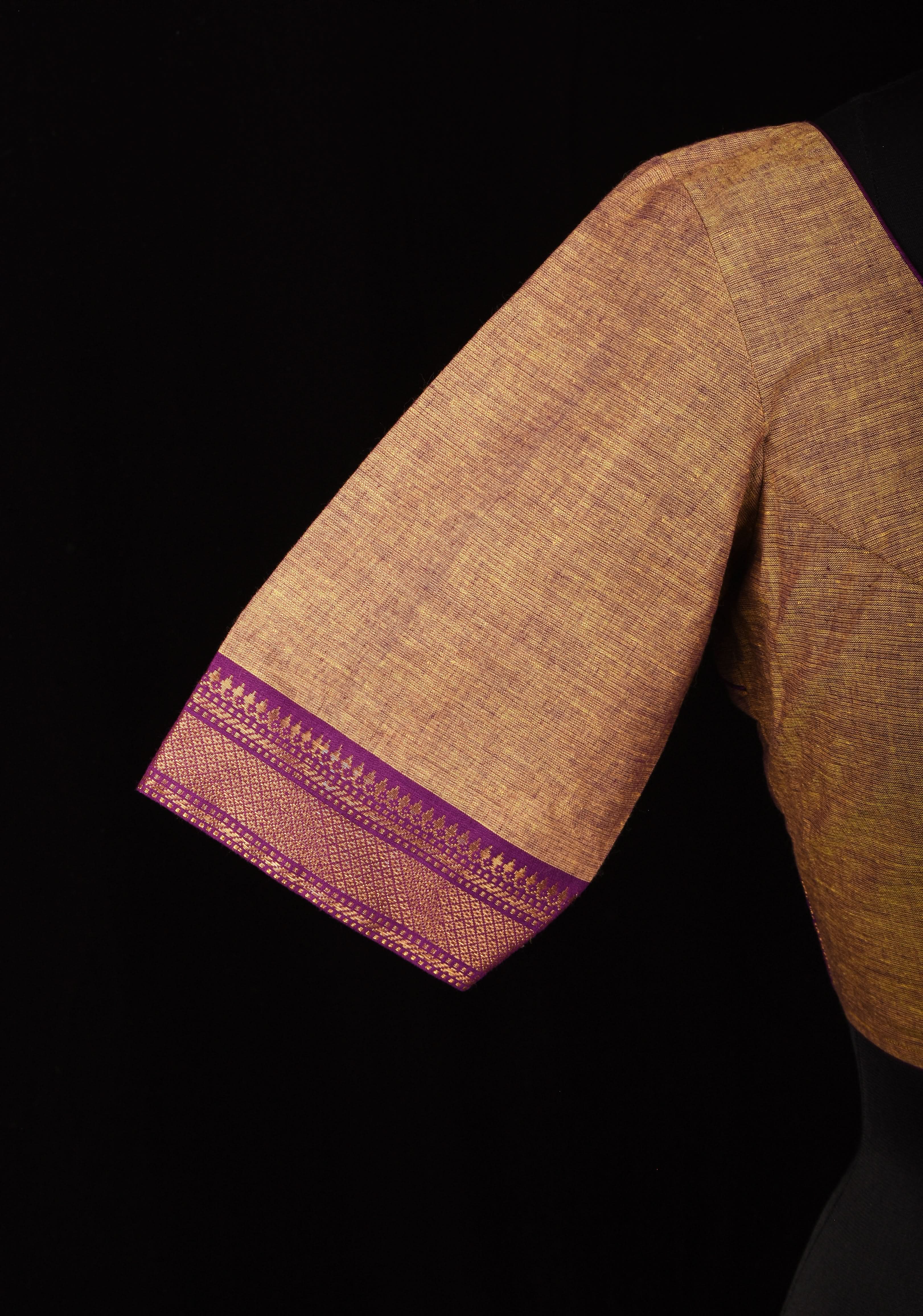 Size 38: Methi Dual Tone Mangalagiri Cotton Blouse with Zari detailing | Shobitam