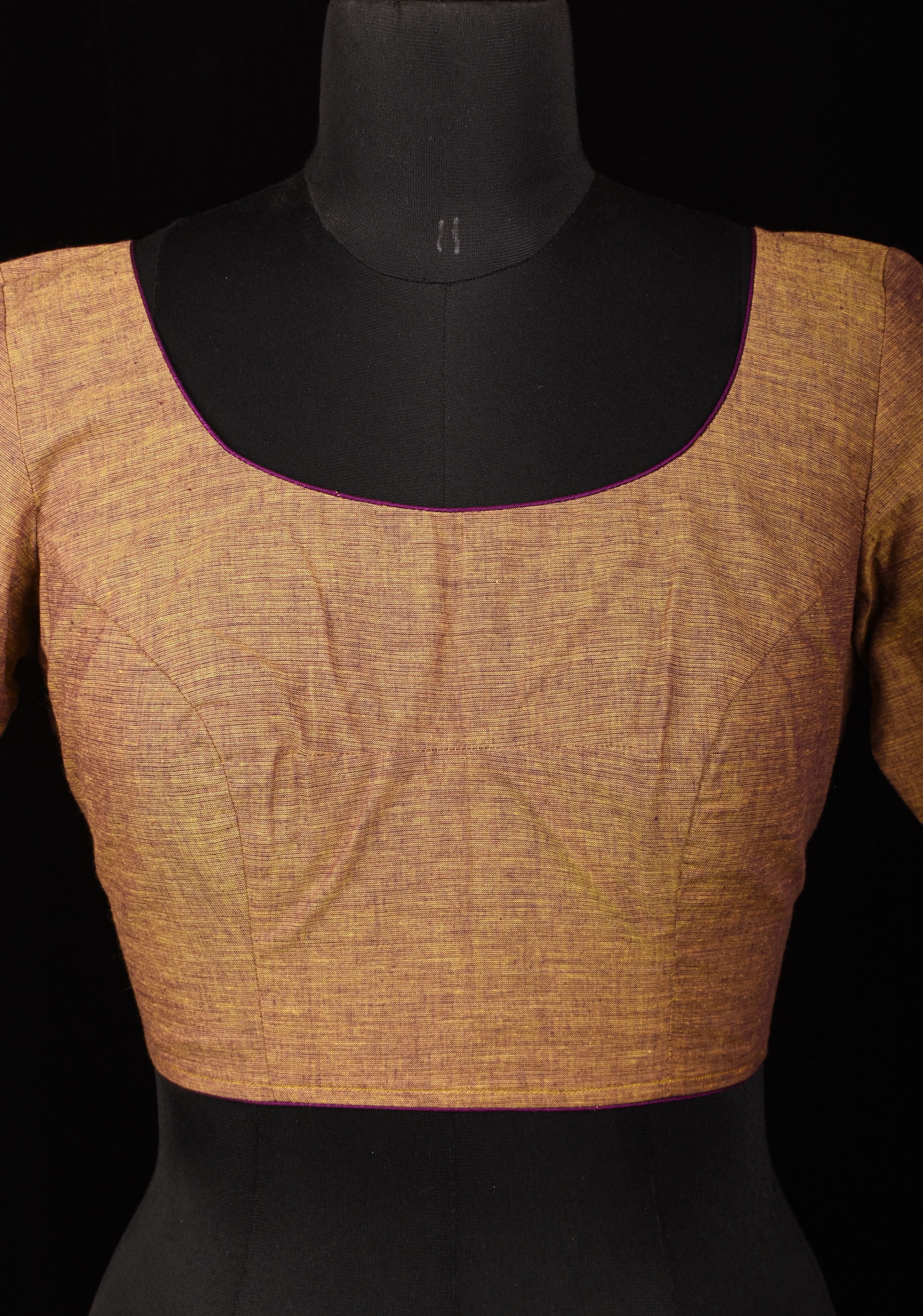 Size 38: Methi Dual Tone Mangalagiri Cotton Blouse with Zari detailing | Shobitam