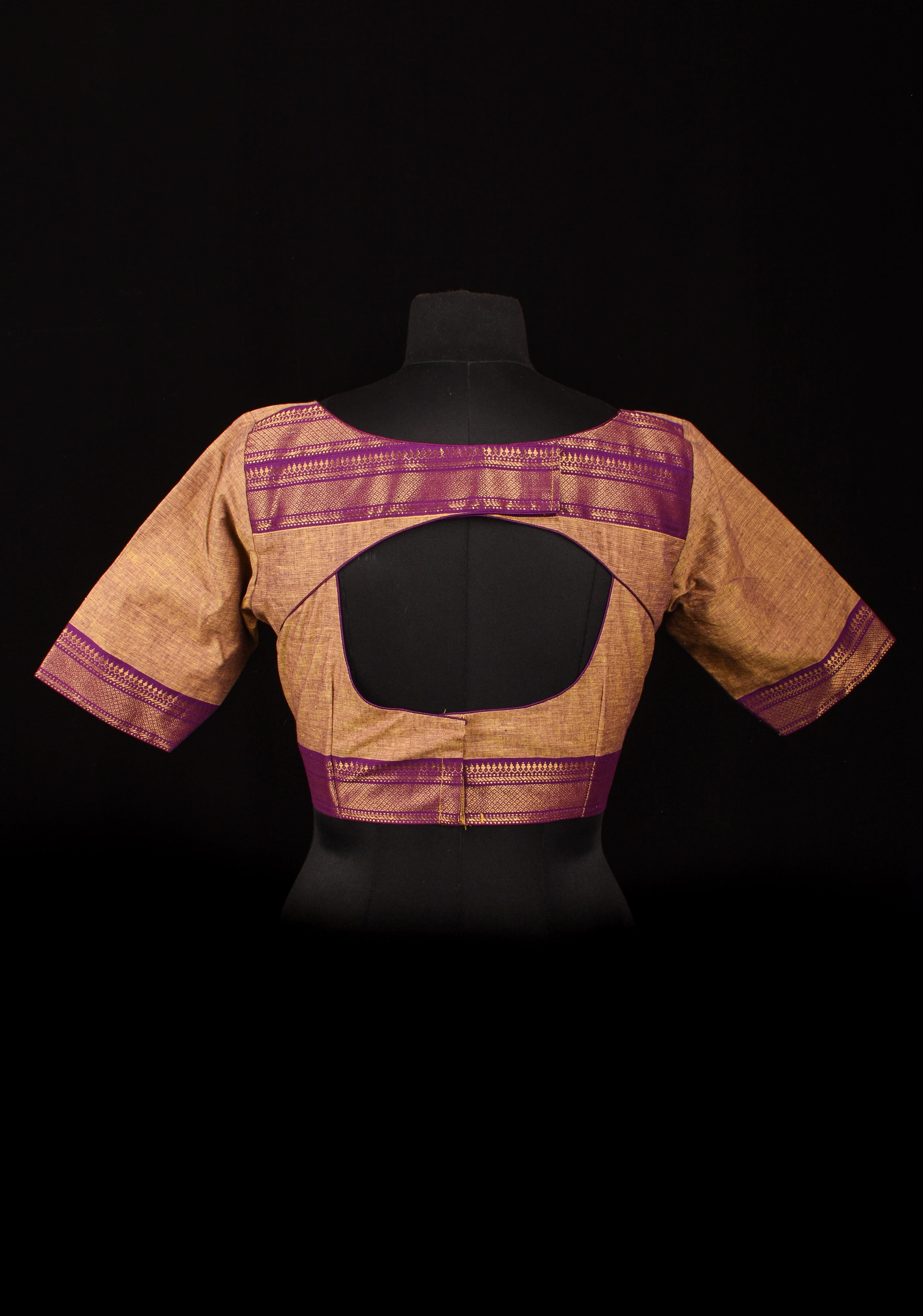 Size 38: Methi Dual Tone Mangalagiri Cotton Blouse with Zari detailing | Shobitam