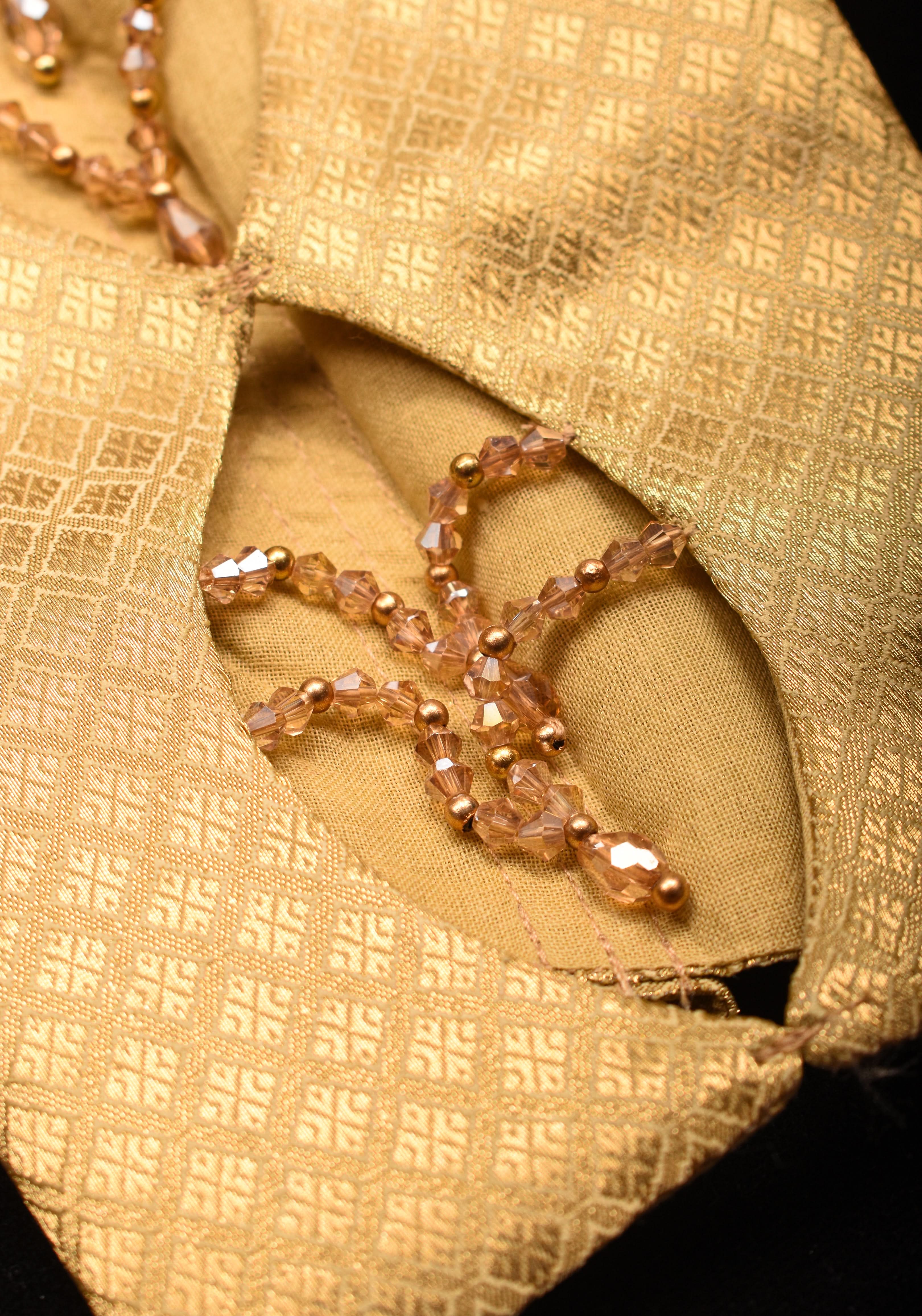 Golden blouse with cutout in sleeves and crystal detailing , Made to Order | Shobitam