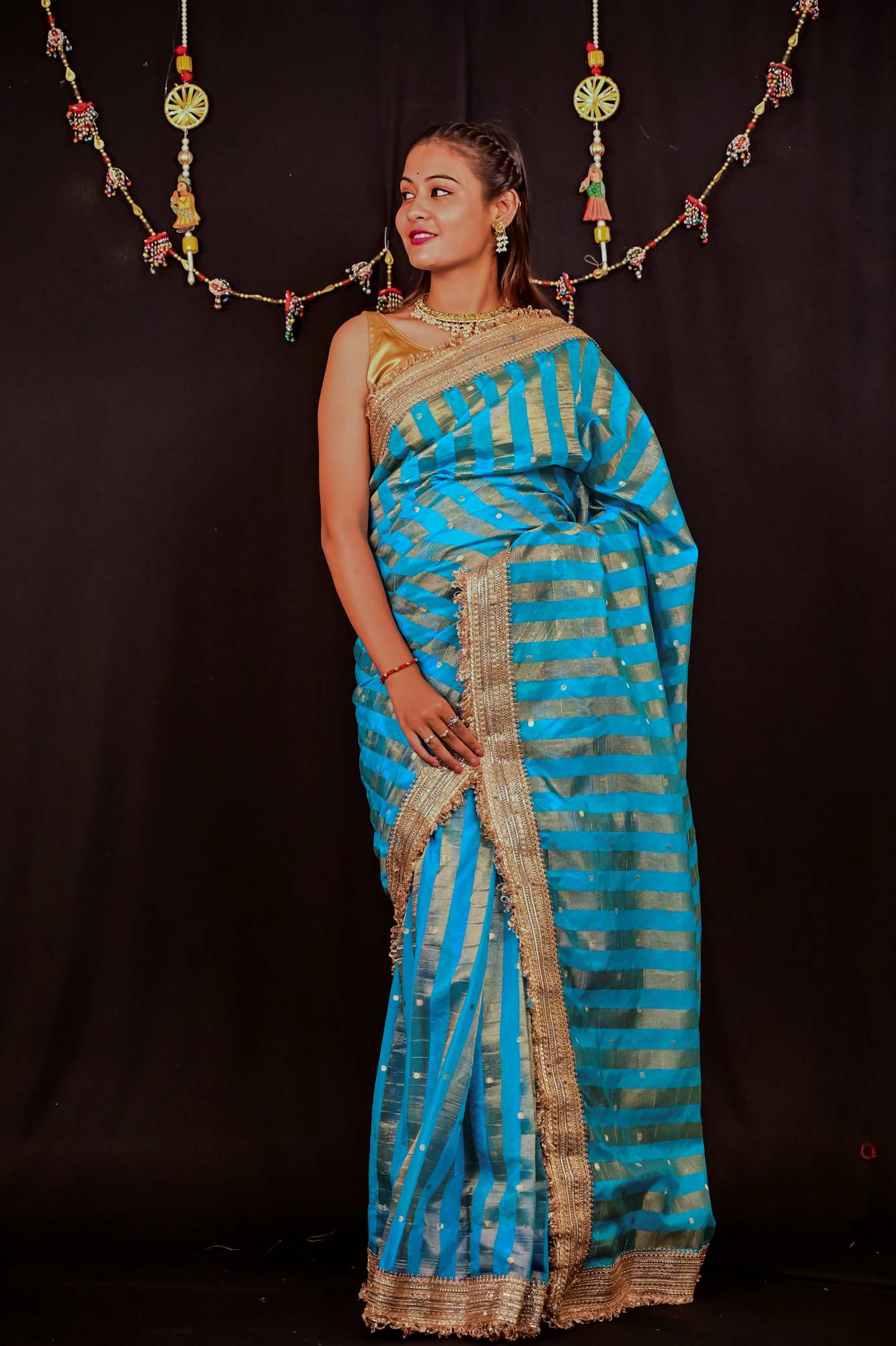 Tissue Silk Saree with Golden Butti Ready to wear Saree