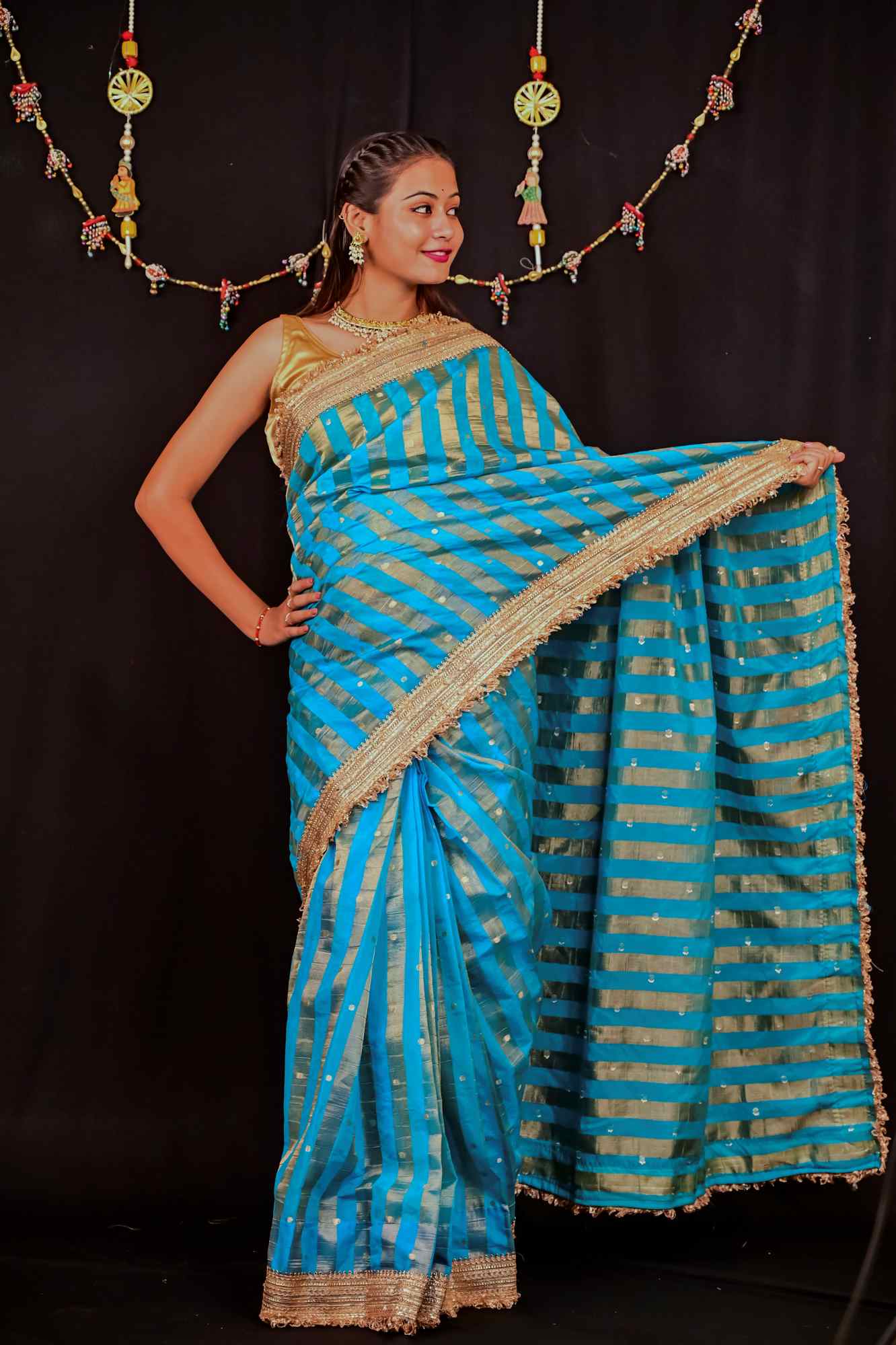Tissue Silk Saree with Golden Butti Ready to wear Saree