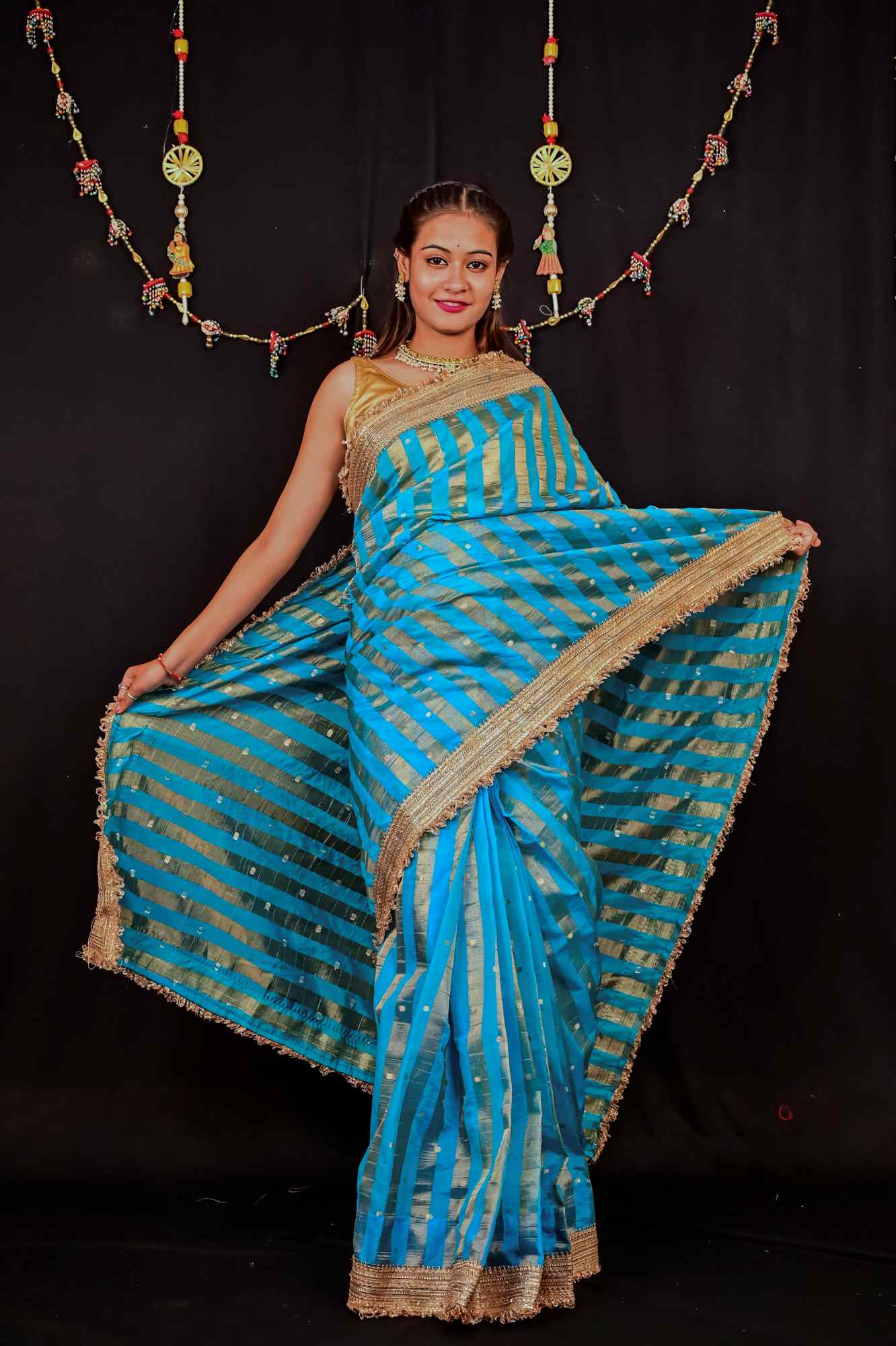 Tissue Silk Saree with Golden Butti Ready to wear Saree