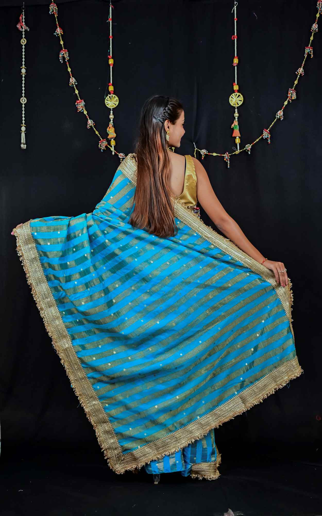 Tissue Silk Saree with Golden Butti Ready to wear Saree