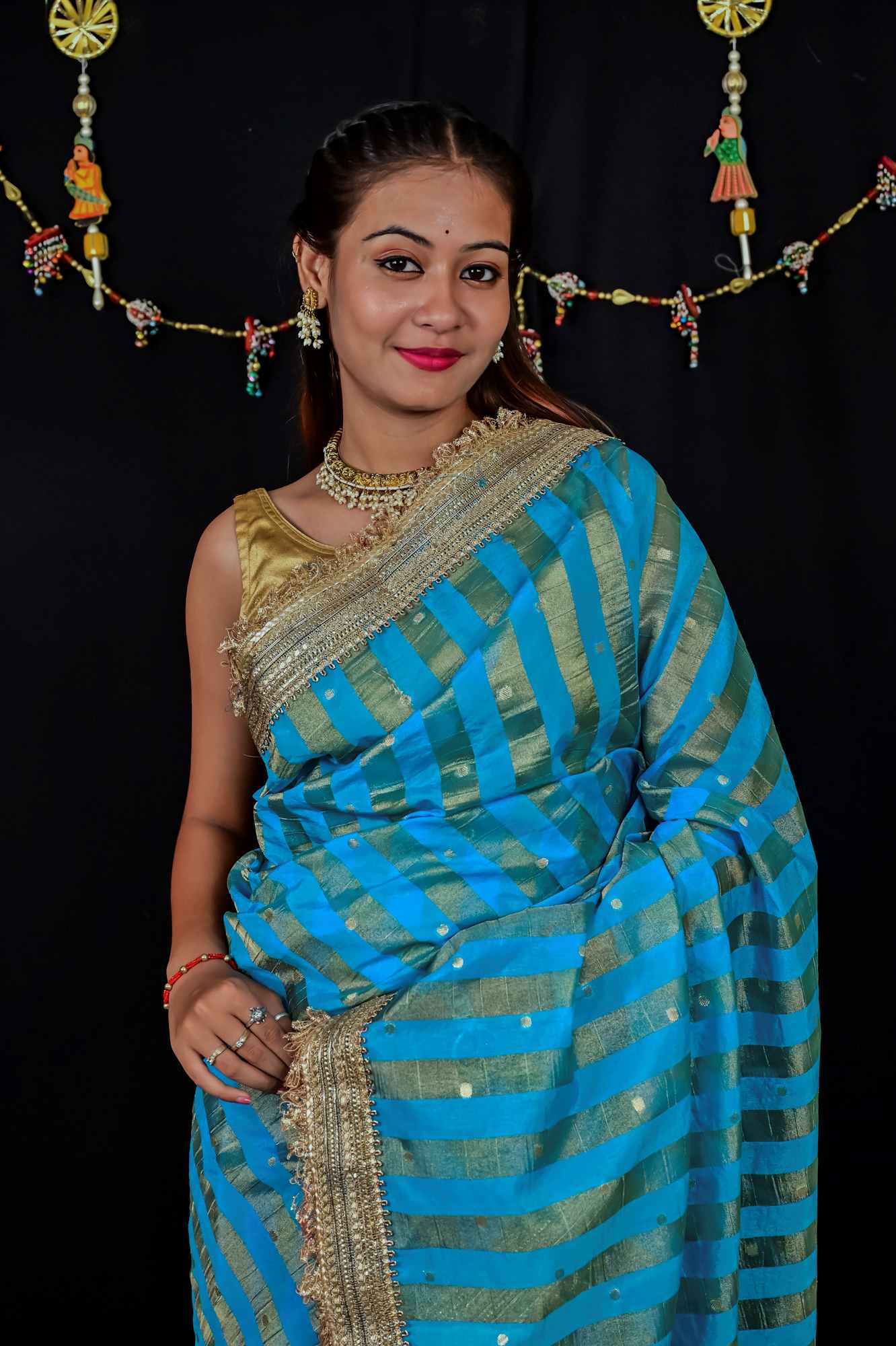 Tissue Silk Saree with Golden Butti Ready to wear Saree