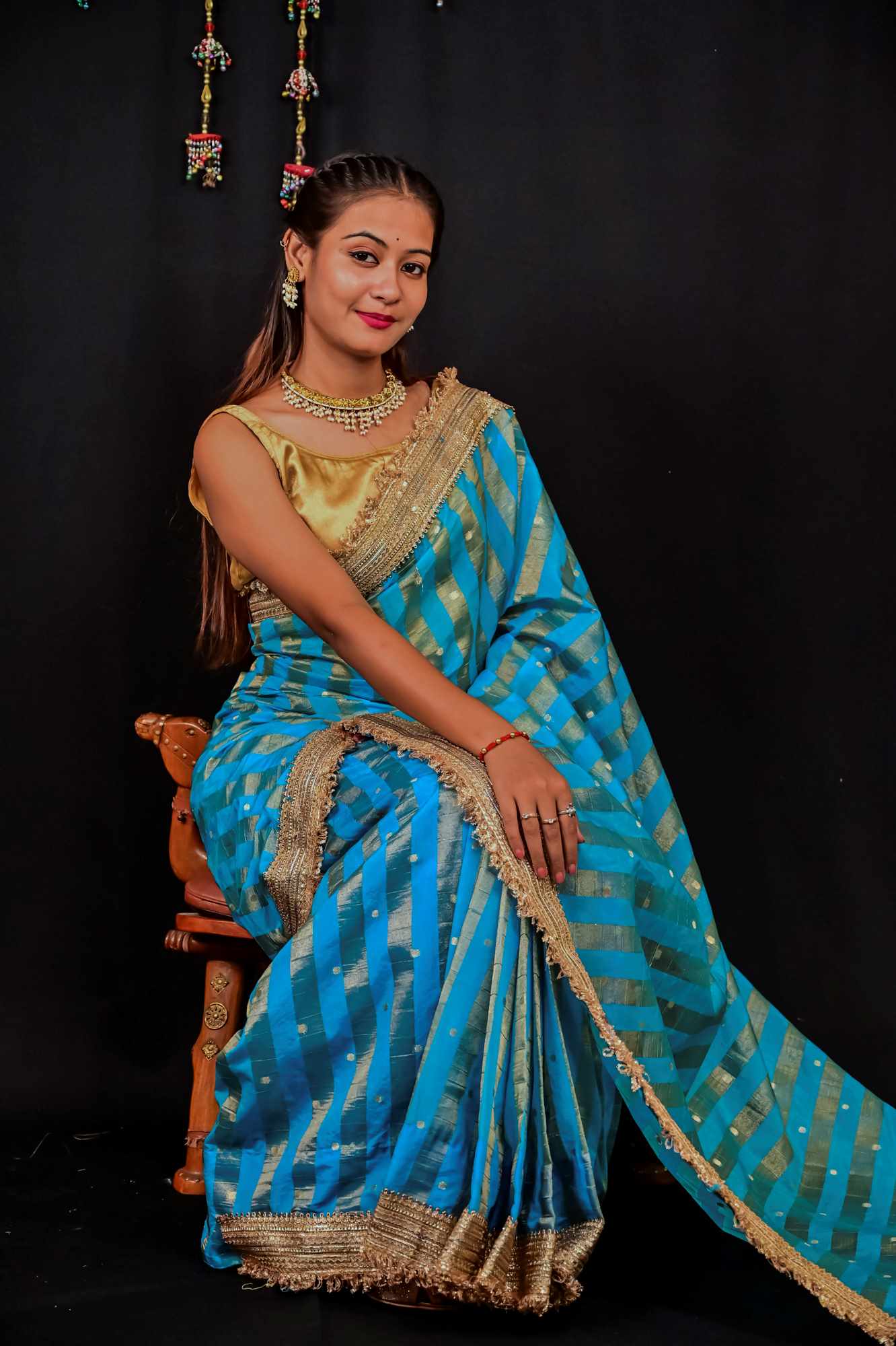 Tissue Silk Saree with Golden Butti Ready to wear Saree