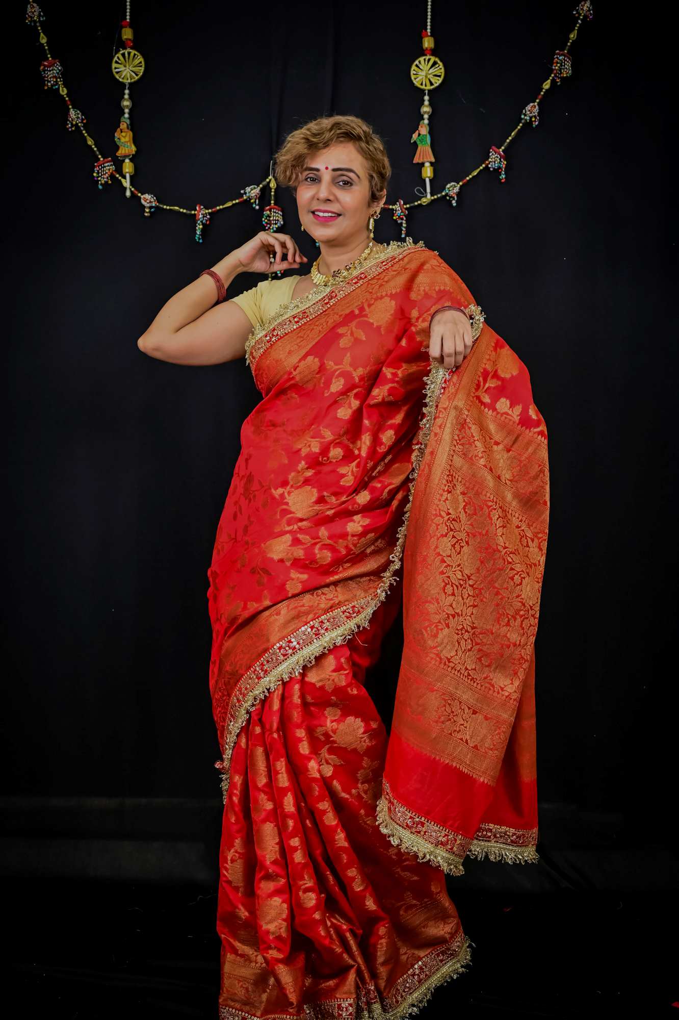 Banarasi georgette silk with Intricate Gold Zari Work Ready To Wear Saree