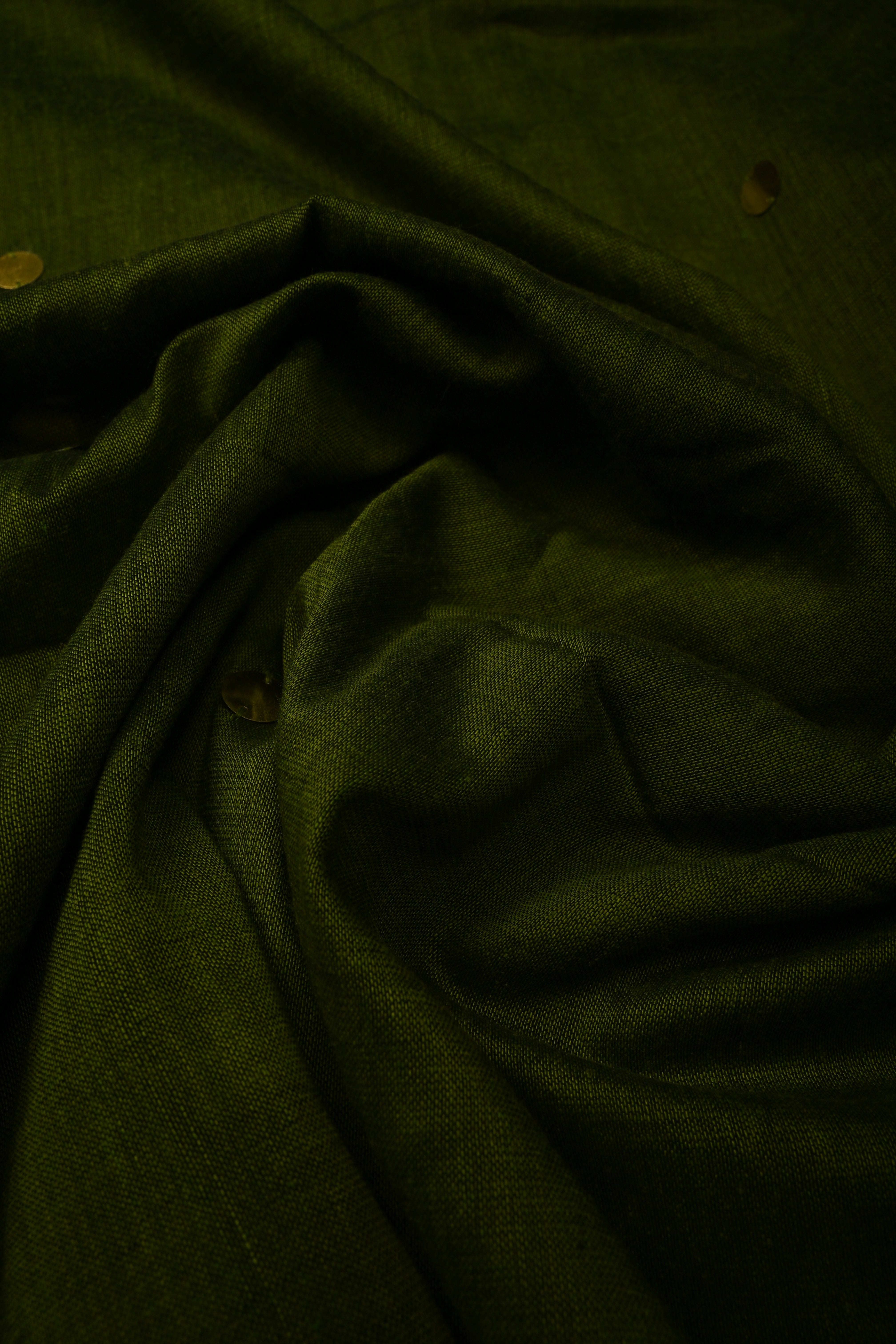 Parrot Green Mercerized Mul Cotton saree in With Tikki work and Long Tassels, No Blouse Piece | Shobitam