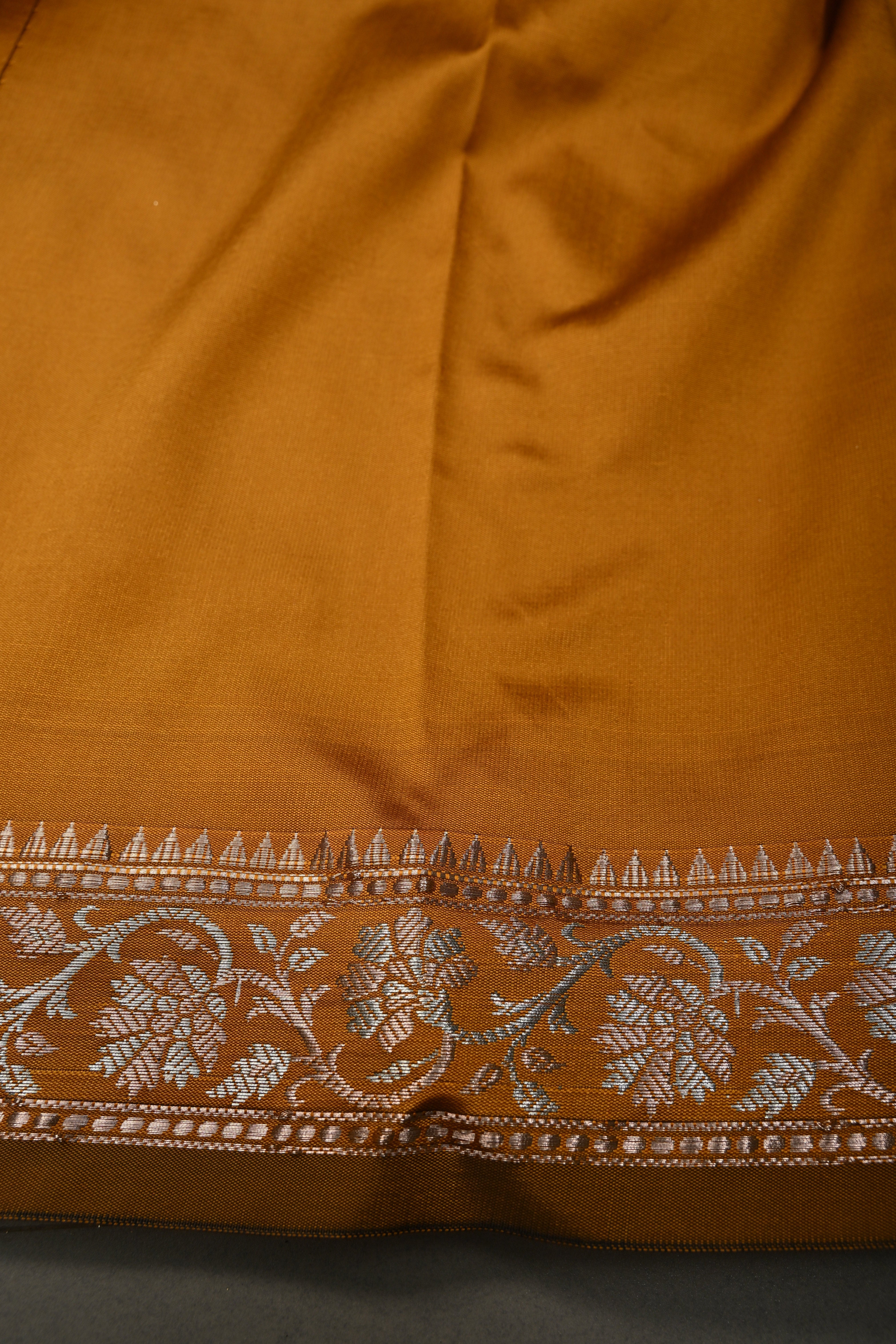 Methi Yellow Semi Silk Saree with Zari Buttas and Alfi Zari Border | Shobitam