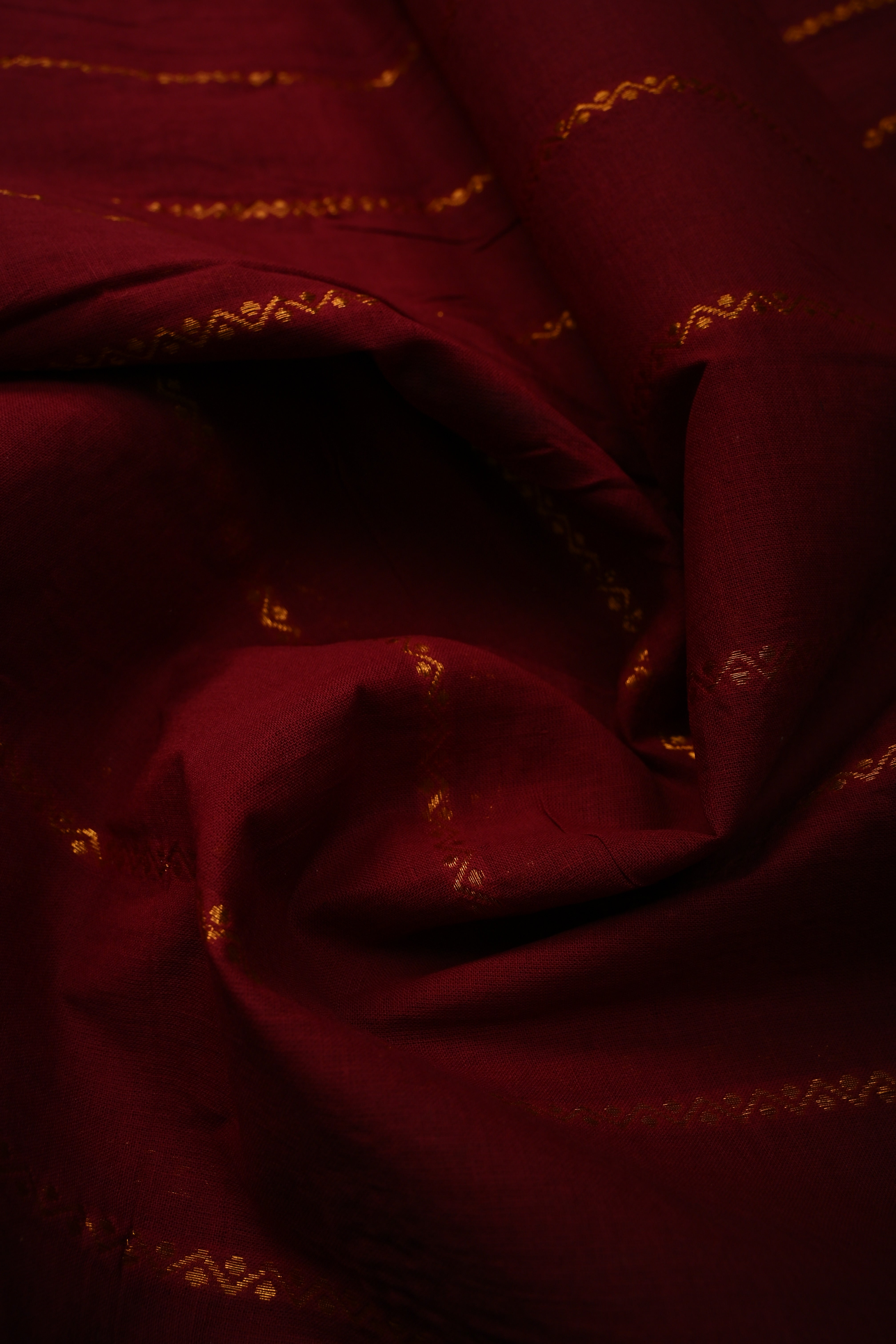 Maroon Veldhari Zari Stripes Saree on Madurai Cotton With Contrast Zari Border | Shobitam