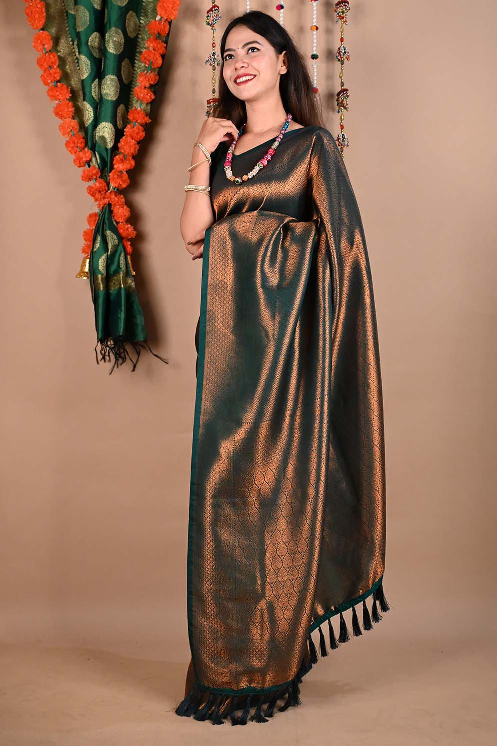 Ready To Wear Georgette Kanjeevaram With Ethnic Motif And Woven Detailed Border & Ornate Pallu Wrap in 1 minute saree - Isadora Life