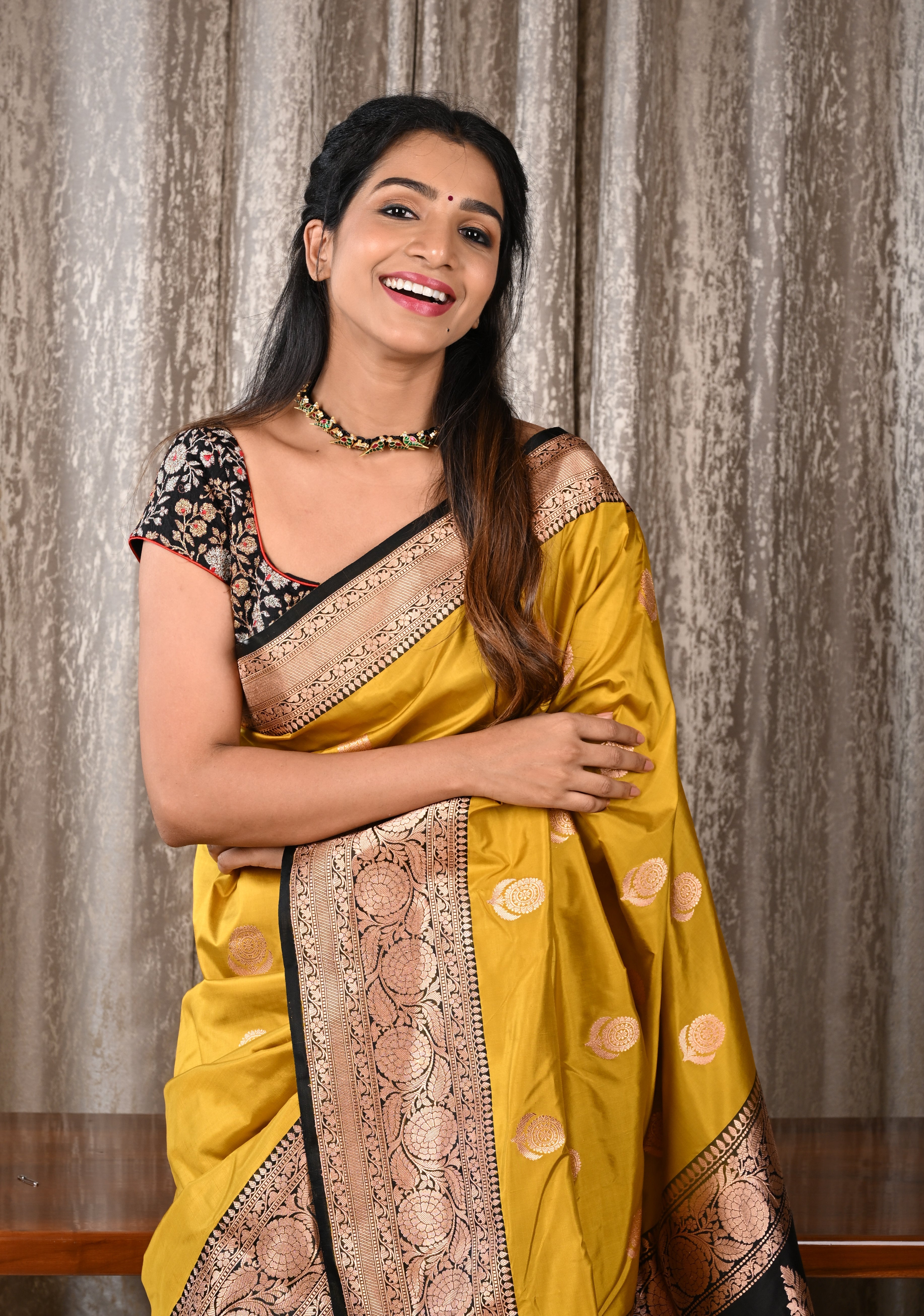 Peacock Choker Set With Kundan Stone in Black Thread And Matching Earrings | Shobitam