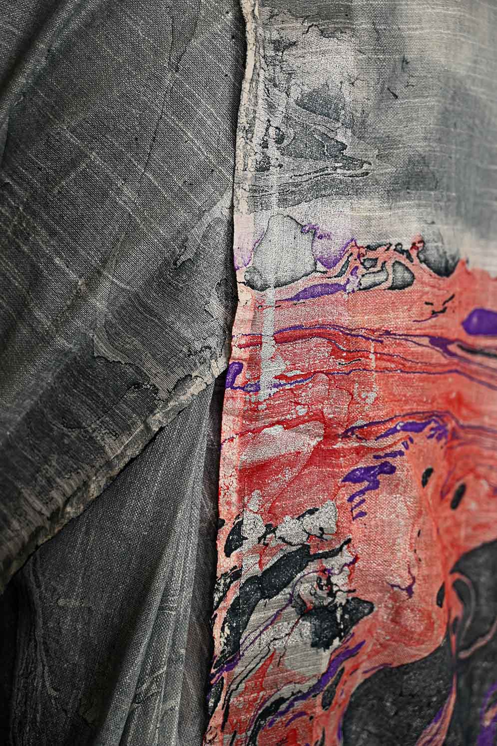 Ready To Wear Ravishing Grey with Marble Printed Pallu Wrap in 1 minute saree - Isadora Life