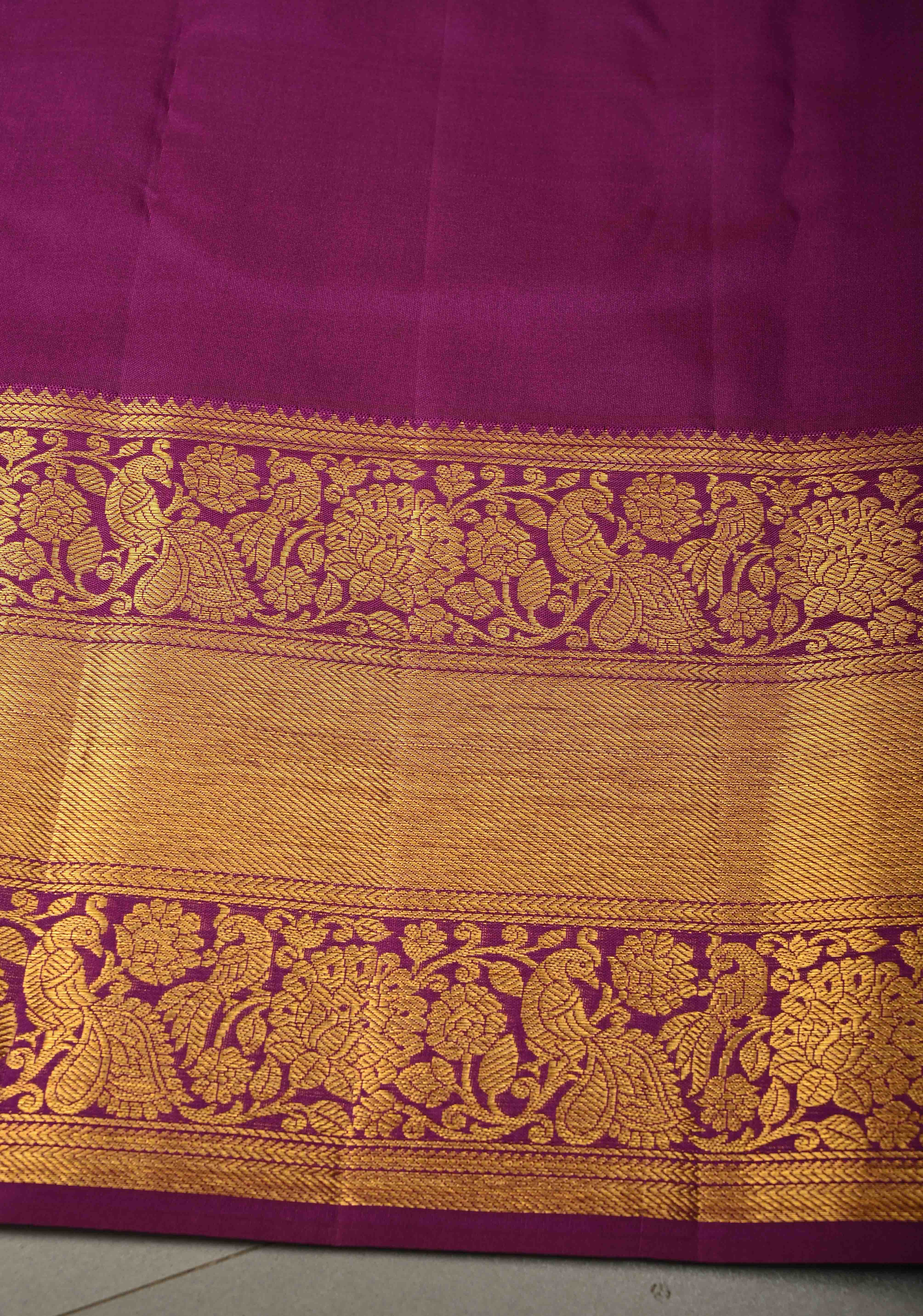 Rose Pink Kanjivaram Semi Silk Saree with Floral Zari Brocade Jaal and Contrast Zari Border | Shobitam