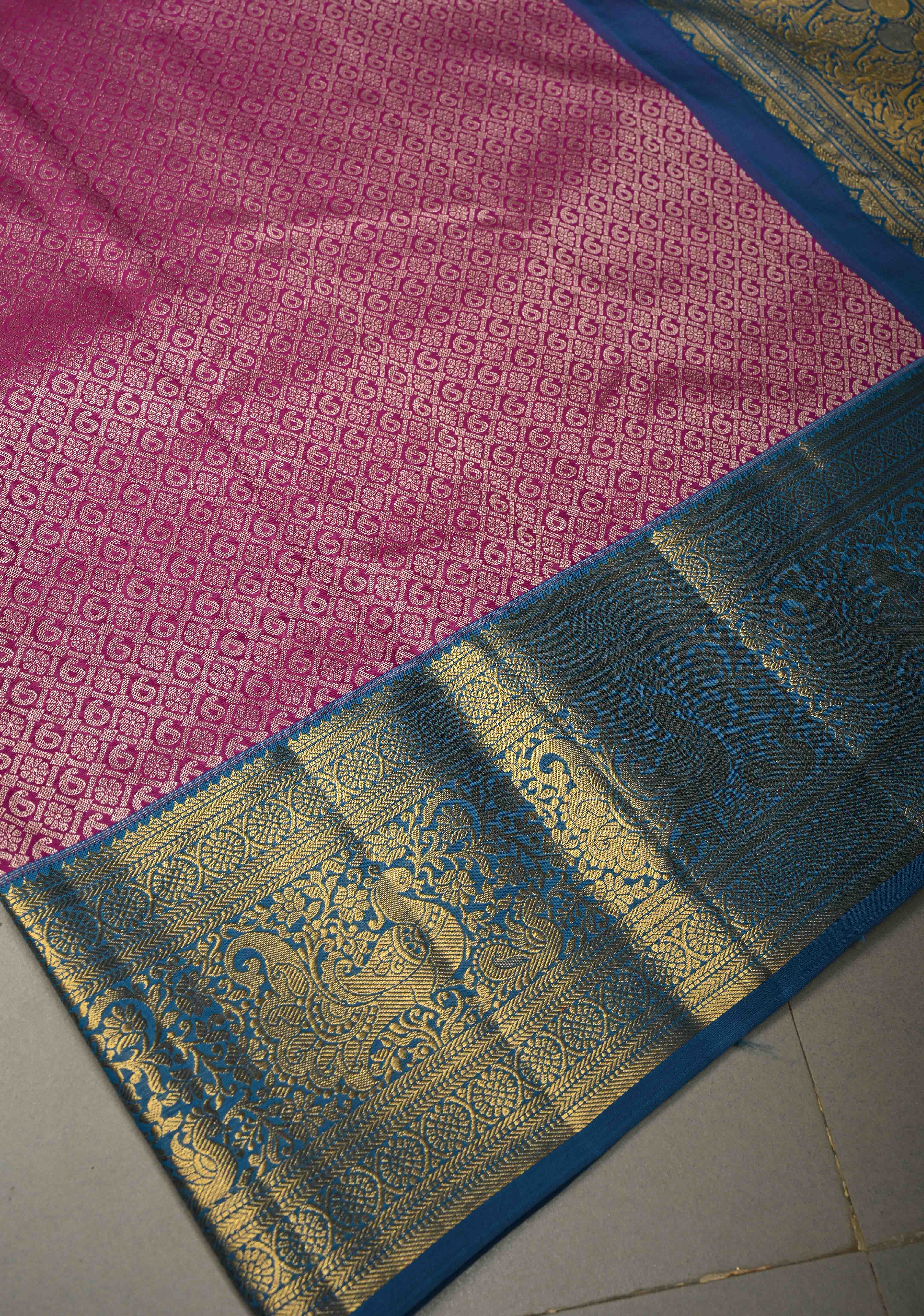 Vadamalli Kanjivaram Semi Silk Saree with Zari Brocade and Contrast Zari Border | Shobitam