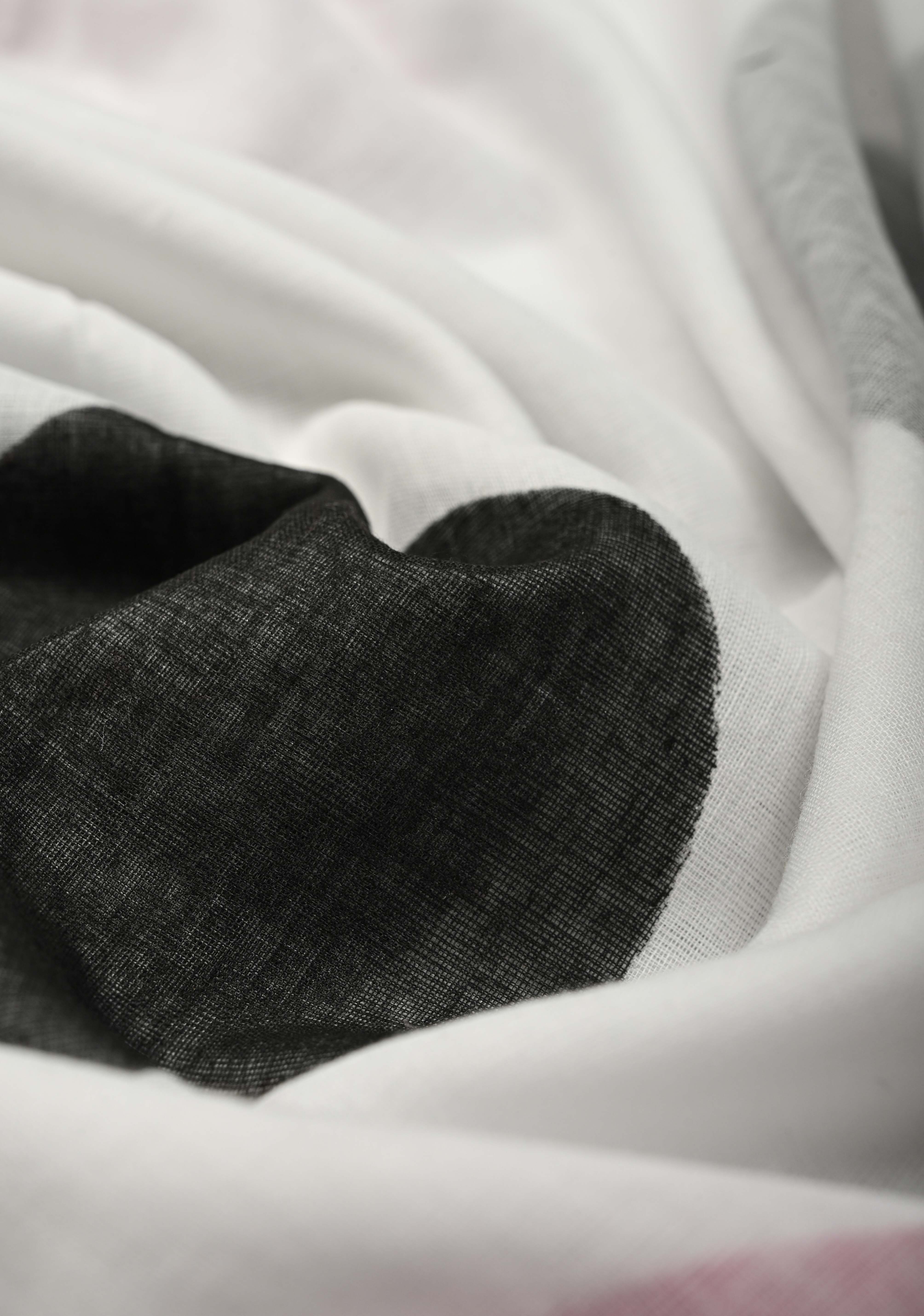 White Mulmul Cotton Saree with Hand Painted Circle Buttas and Multihue Tassels, No Blouse Piece |Shobitam