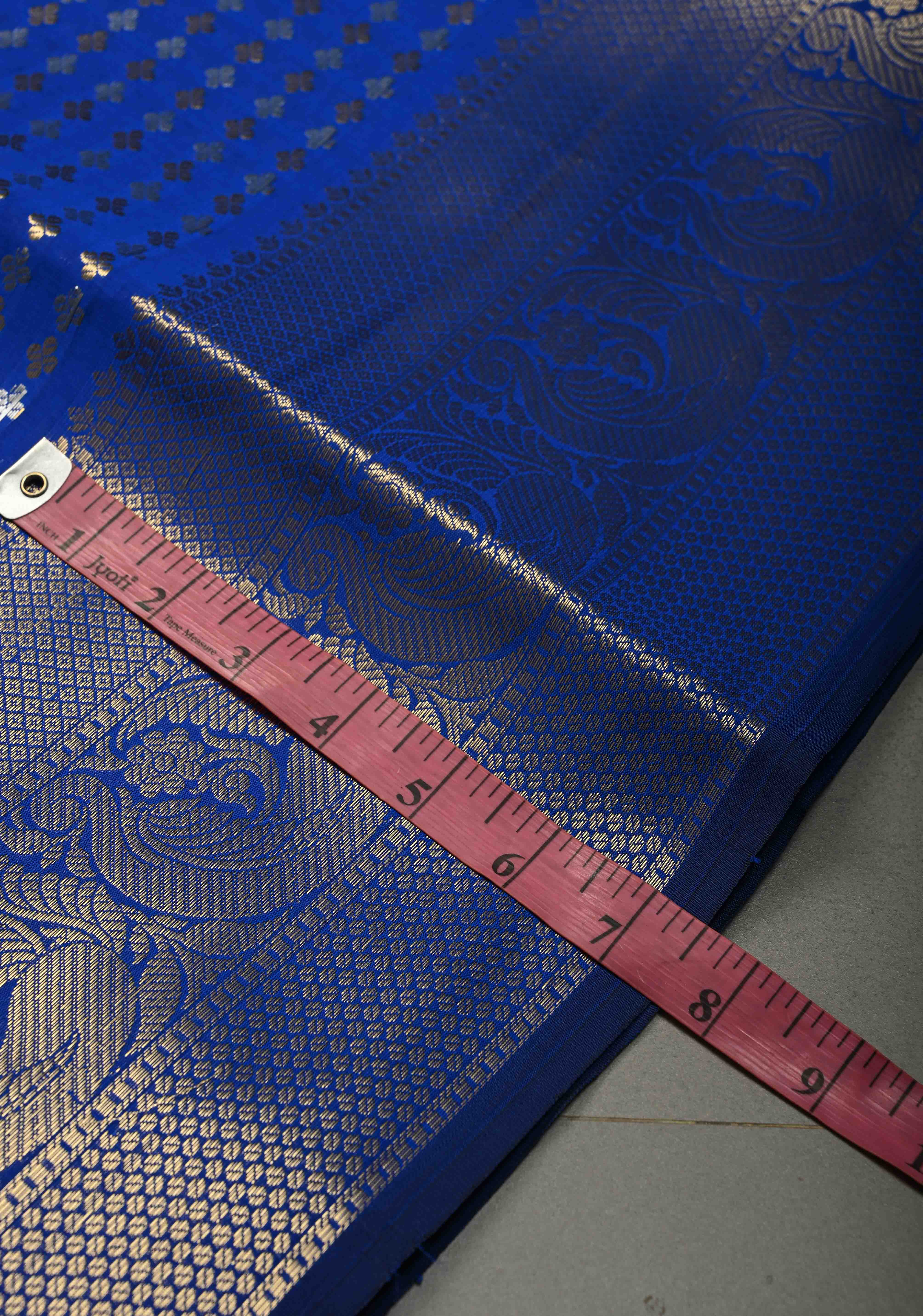 Ink blue Semi Silk Saree with Sona Rupa Zari Buttis Brocade and Zari Border