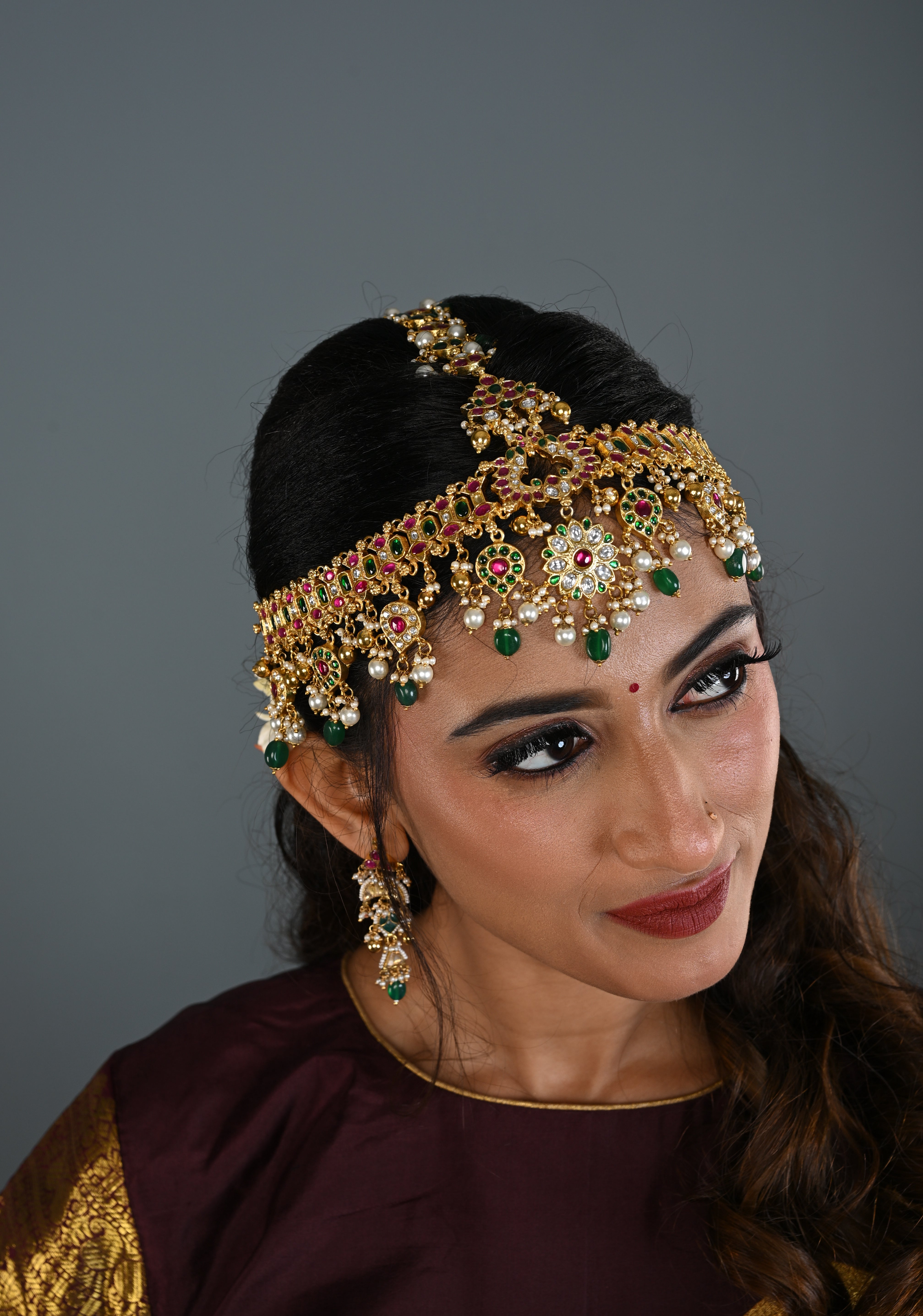 Jadau Maang Tika Ahmedabadi Kundan Hair Ornament | SHOBITAM