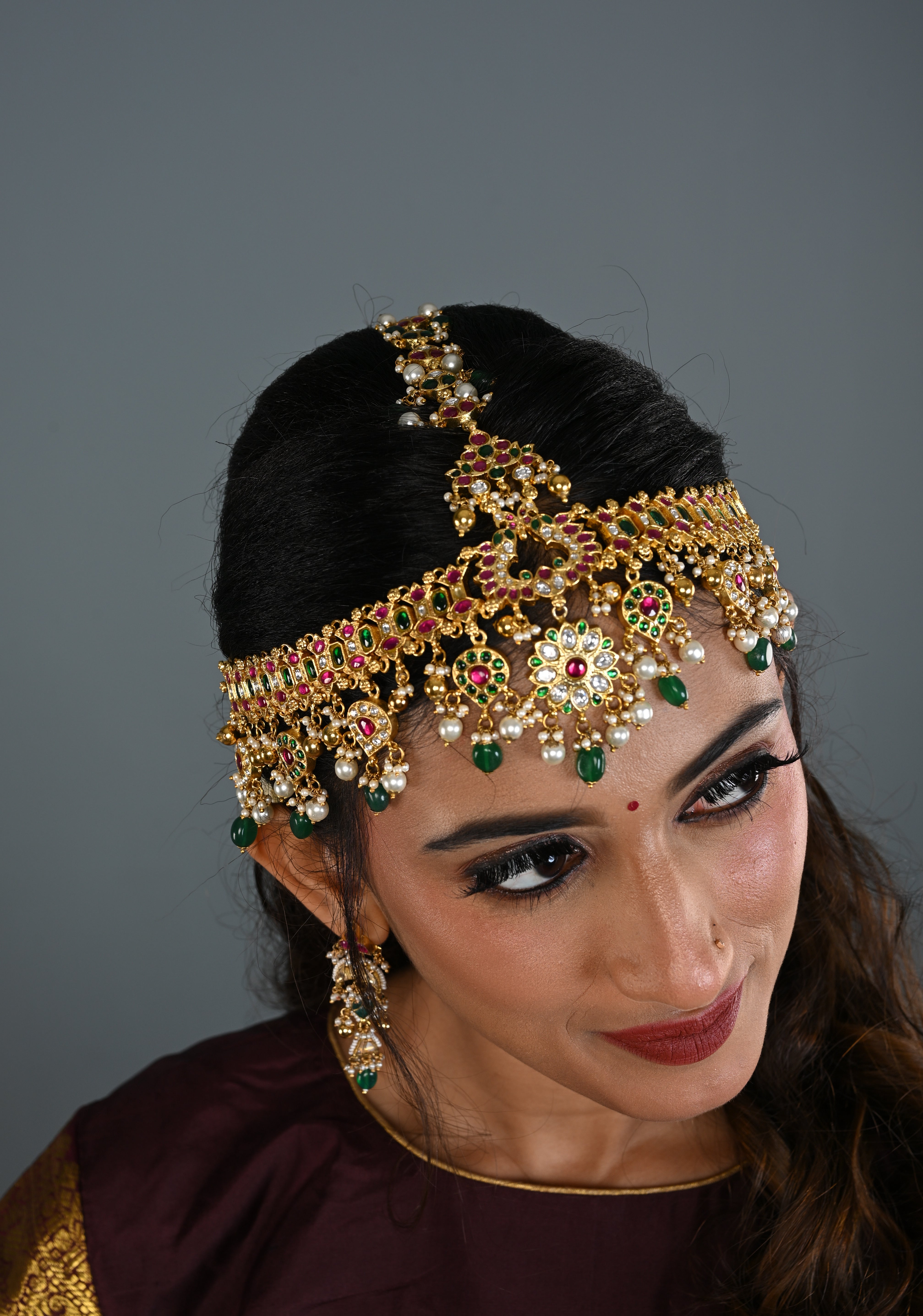 Jadau Maang Tika Ahmedabadi Kundan Hair Ornament | SHOBITAM