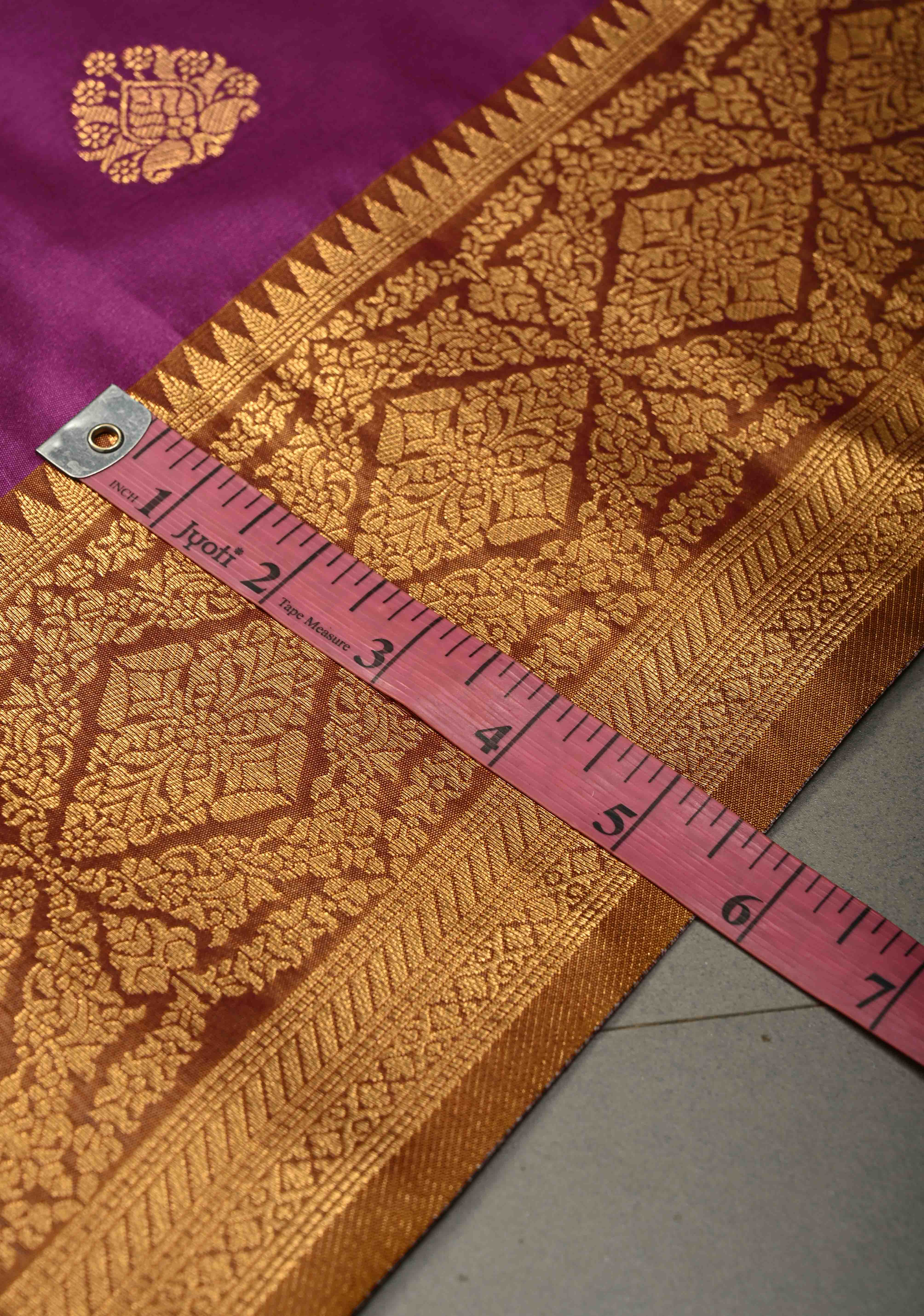 Vadamalli Kanchi Semi Silk Saree with Zari Buttas and Contrast Zari Border | Shobitam