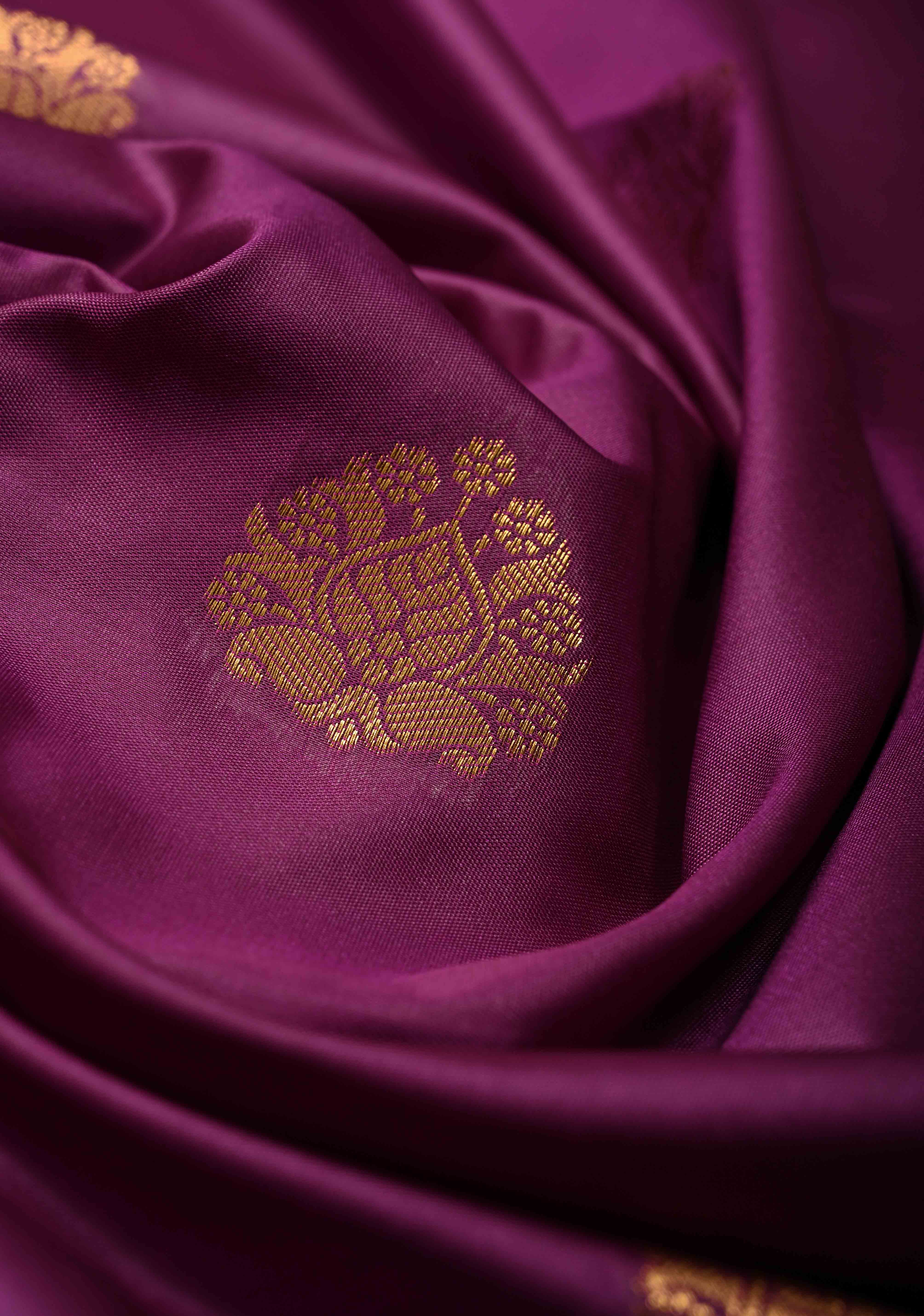 Vadamalli Kanchi Semi Silk Saree with Zari Buttas and Contrast Zari Border | Shobitam