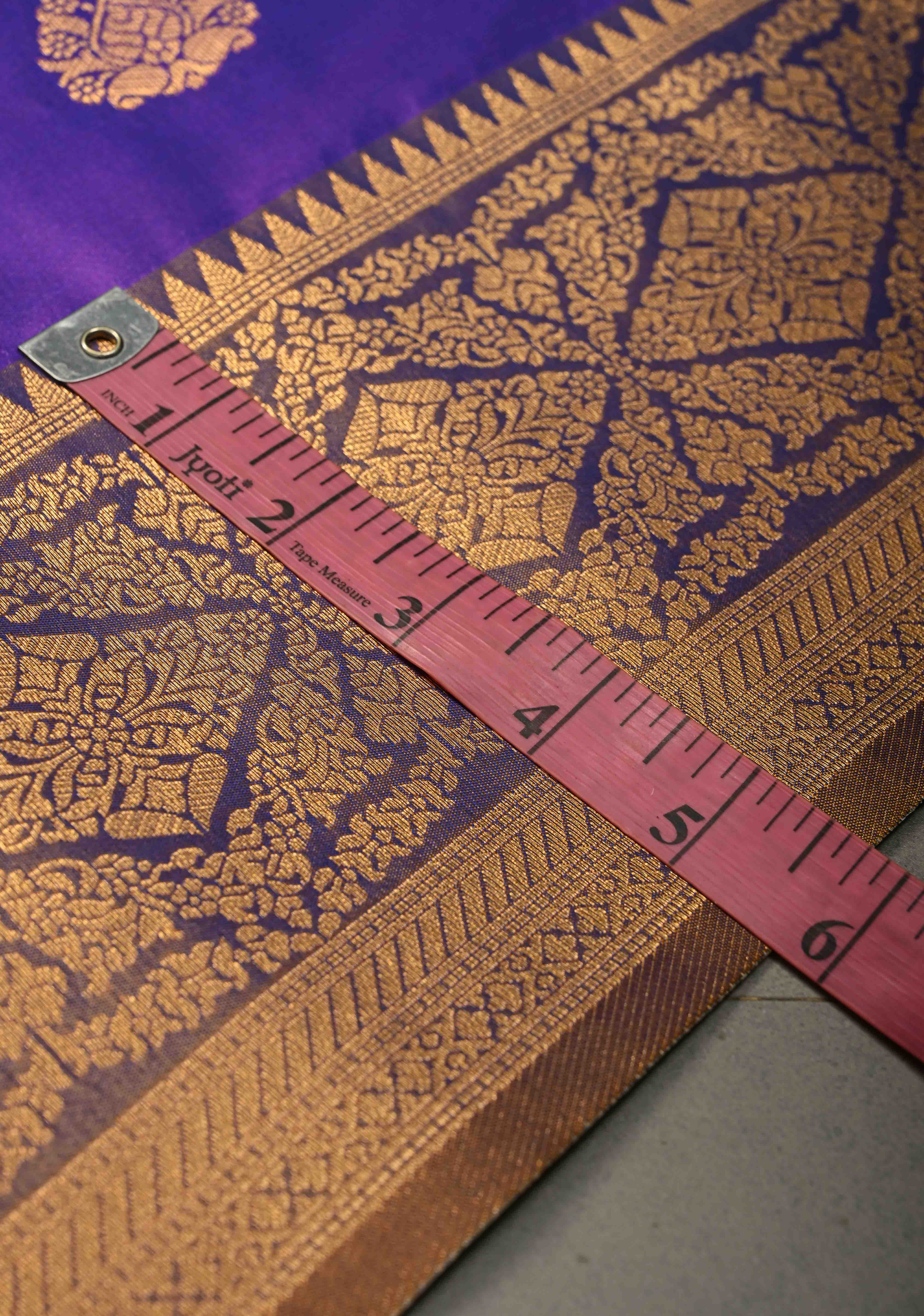 Purple Dual tone Kanchi Semi Silk Saree with Zari Buttas and Contrast Zari Border | Shobitam