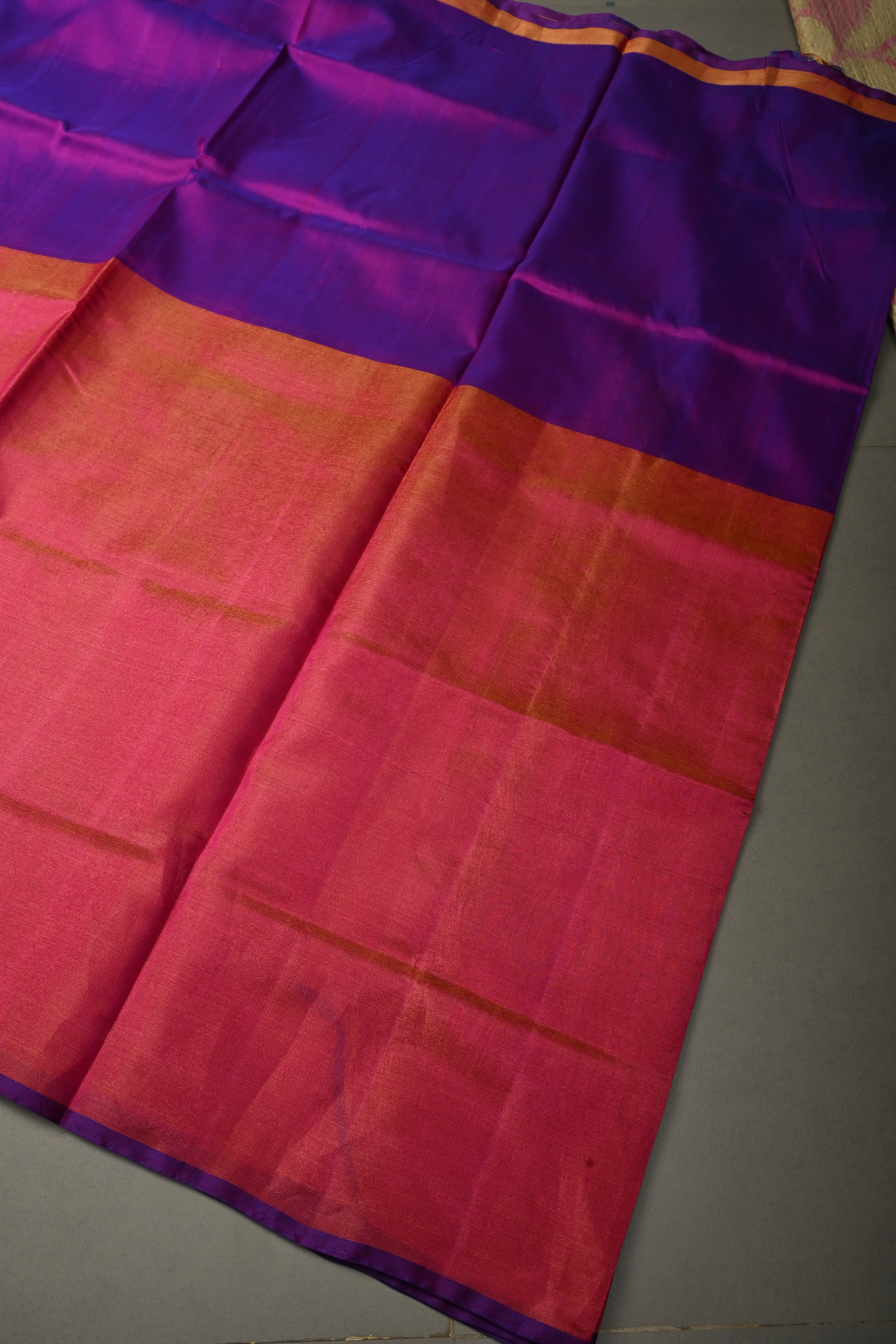 Purple Dual Tone Uppada Handloom Silk Saree with Tissue Skirt Border | SILK MARK CERTIFIED | SHOBITAM