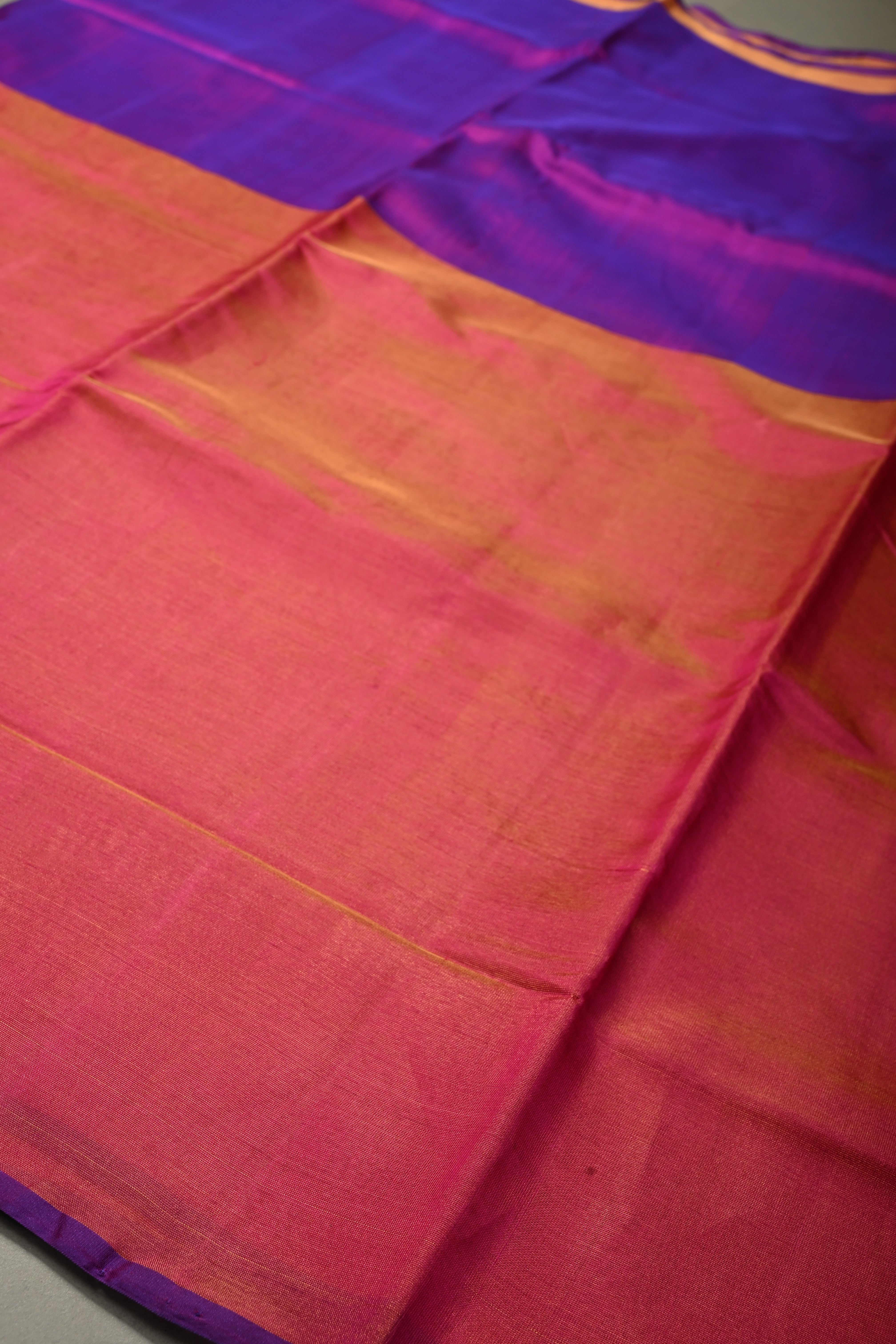 Purple Dual Tone Uppada Handloom Silk Saree with Tissue Skirt Border | SILK MARK CERTIFIED | SHOBITAM