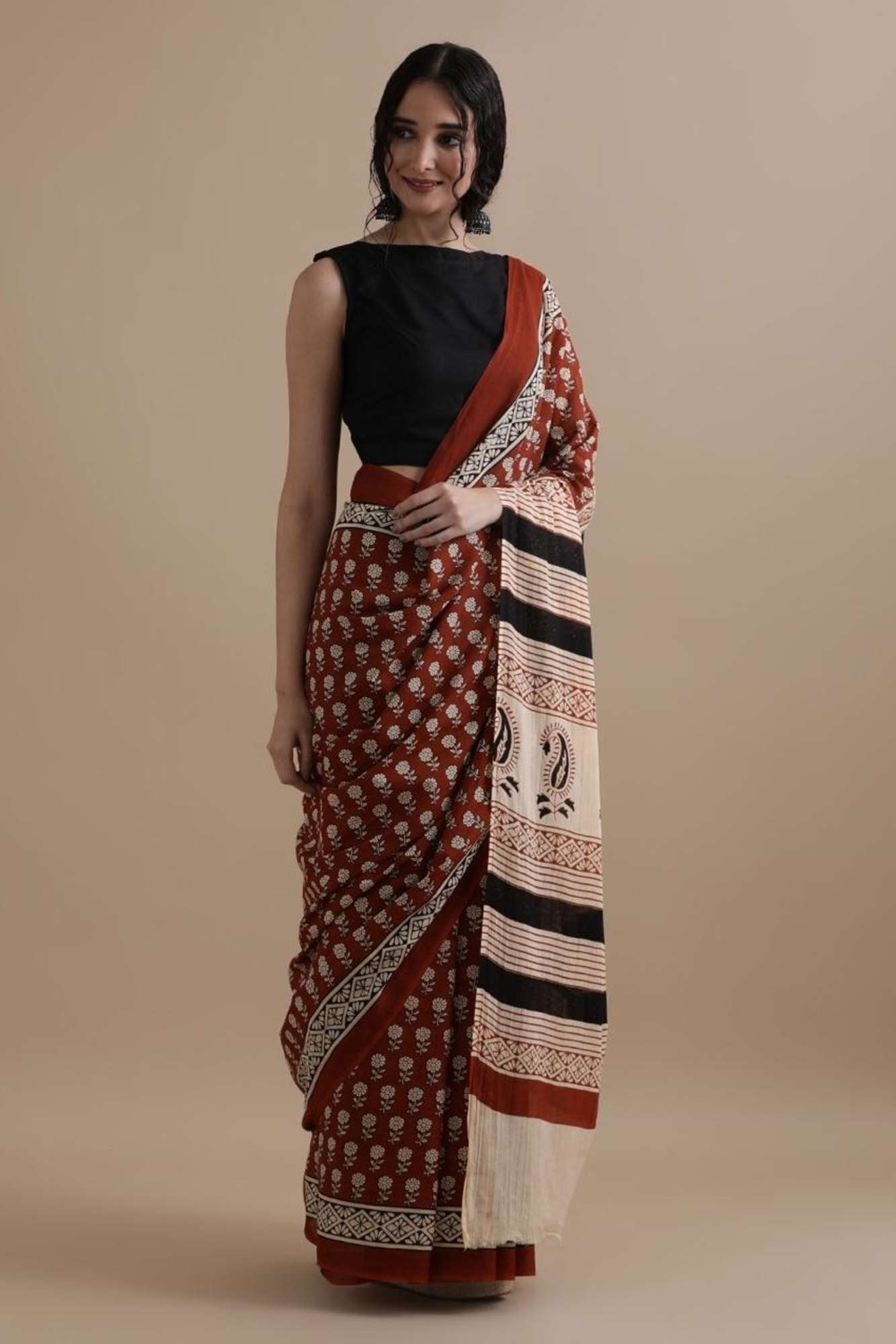 Jaipuri cotton mulmul predraped ready to wear saree