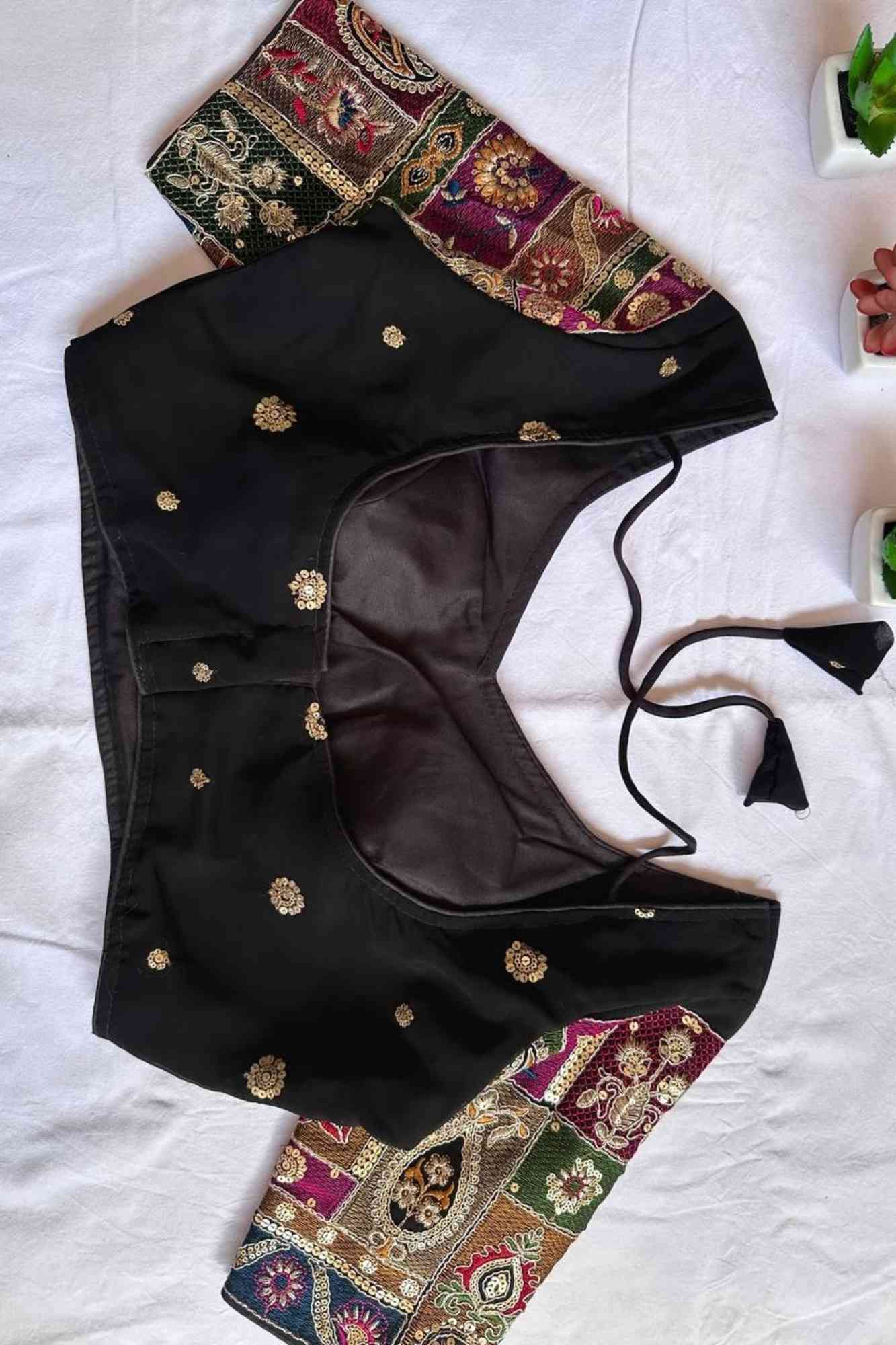 Black Georgette with Handwork Embroidery Ready to Wear Blouse