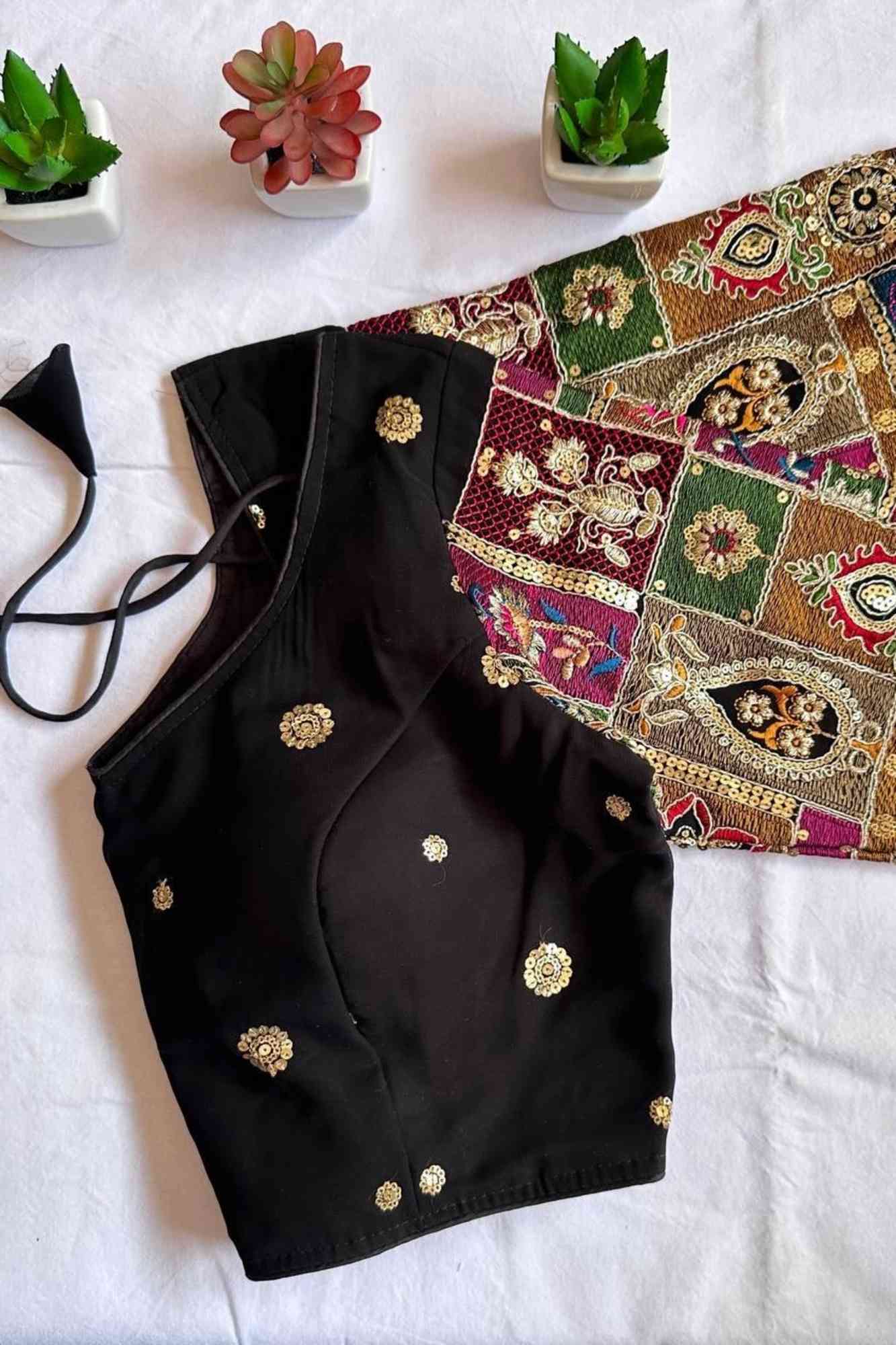 Black Georgette with Handwork Embroidery Ready to Wear Blouse