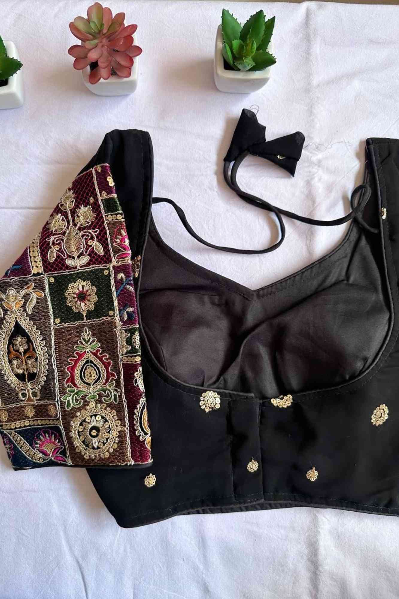 Black Georgette with Handwork Embroidery Ready to Wear Blouse