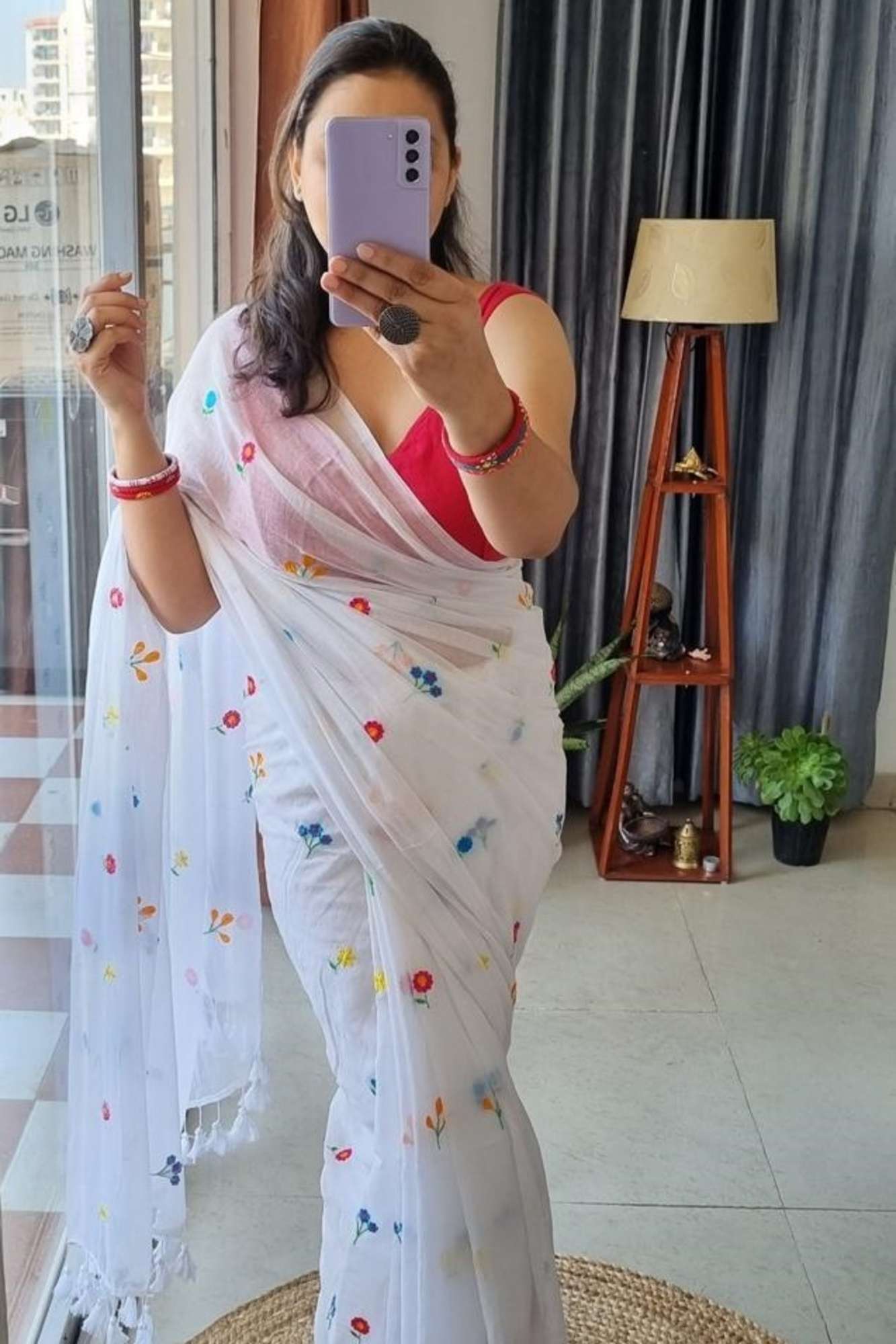 Mulmul Cotton with Embroidery Ready to wear Saree