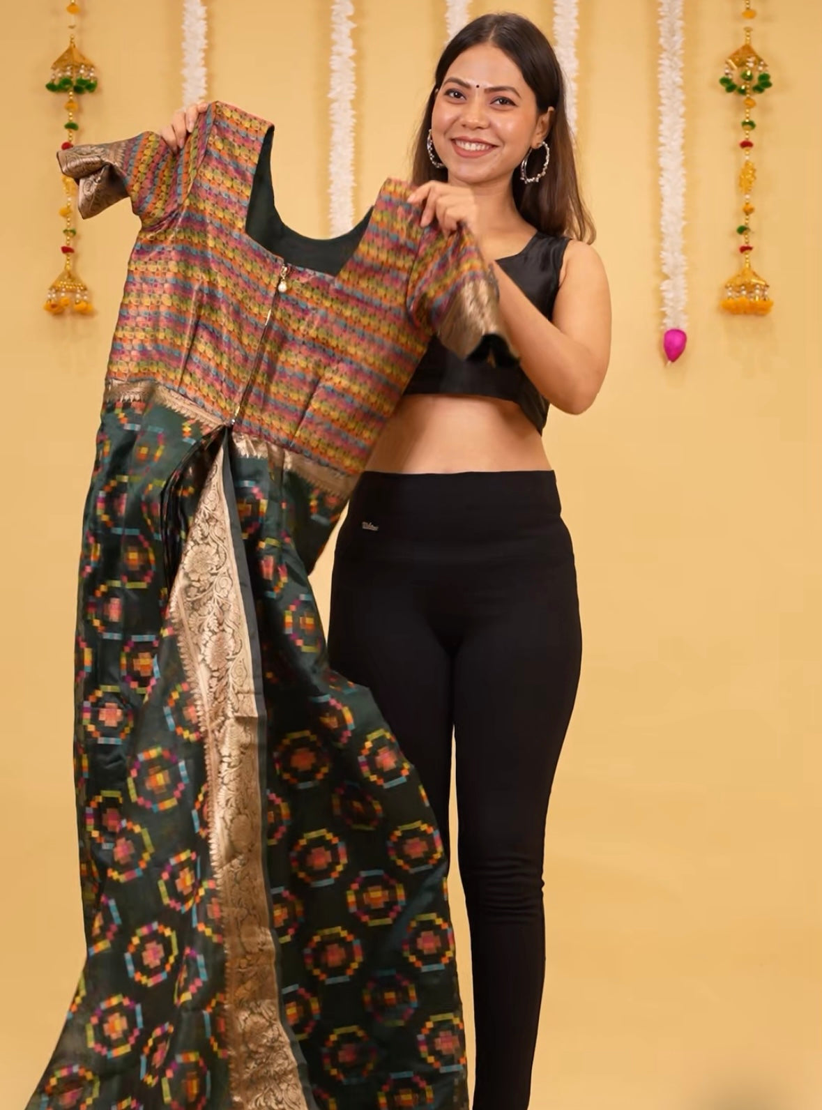 Zip & Go Saree:Soft Patola with Zari weave Zip and Go saree