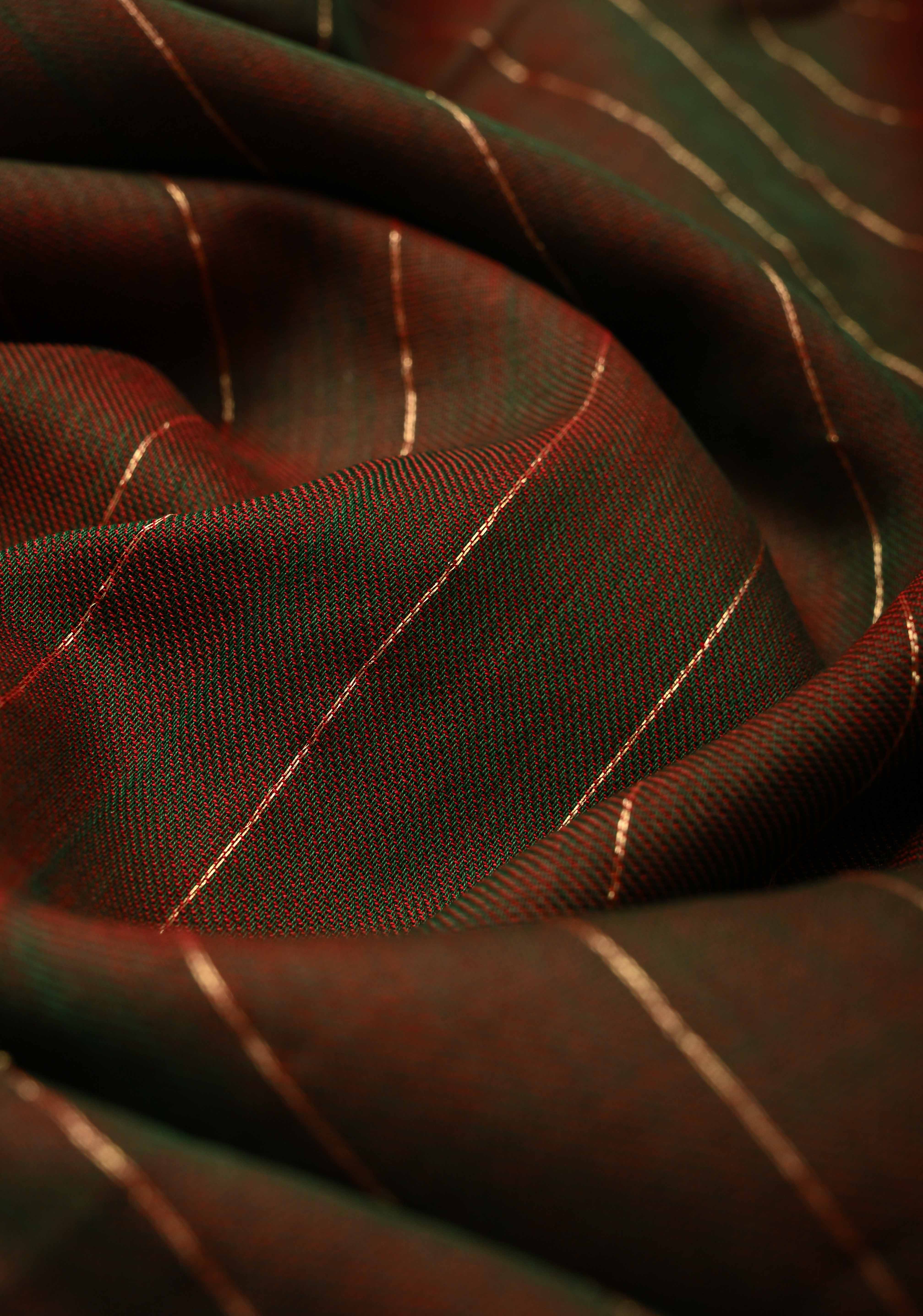 green and red Reversible Maheshwari Mercerized Cotton Saree with extralong tassels, no blouse piece | Shobitam