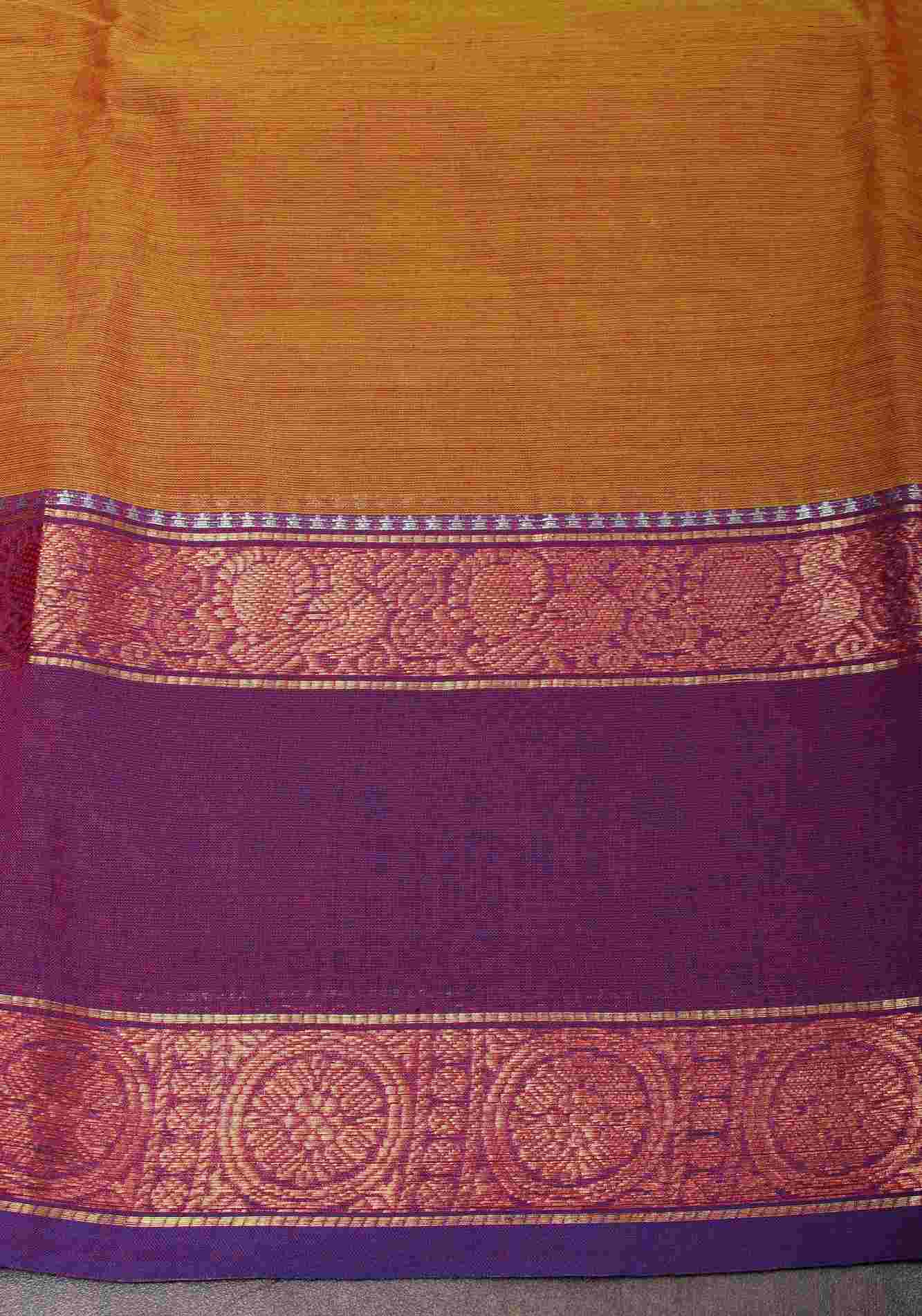 Green-Red Dual tone Kanchi Cotton Prestitched Ready to Wear Saree with Ganga Jamuna zari border